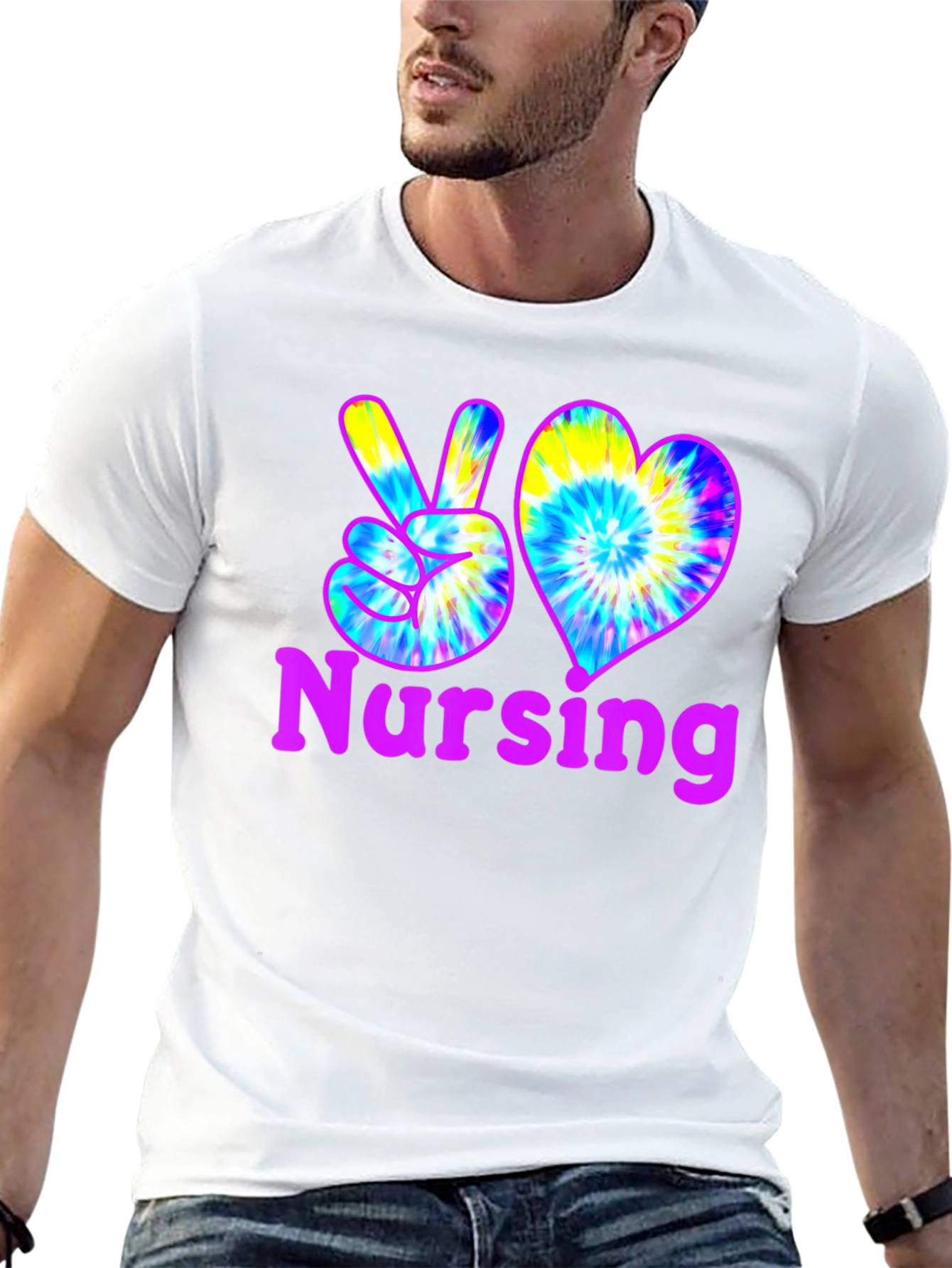 Nursing Peace & Love Tie-Dye T-Shirt