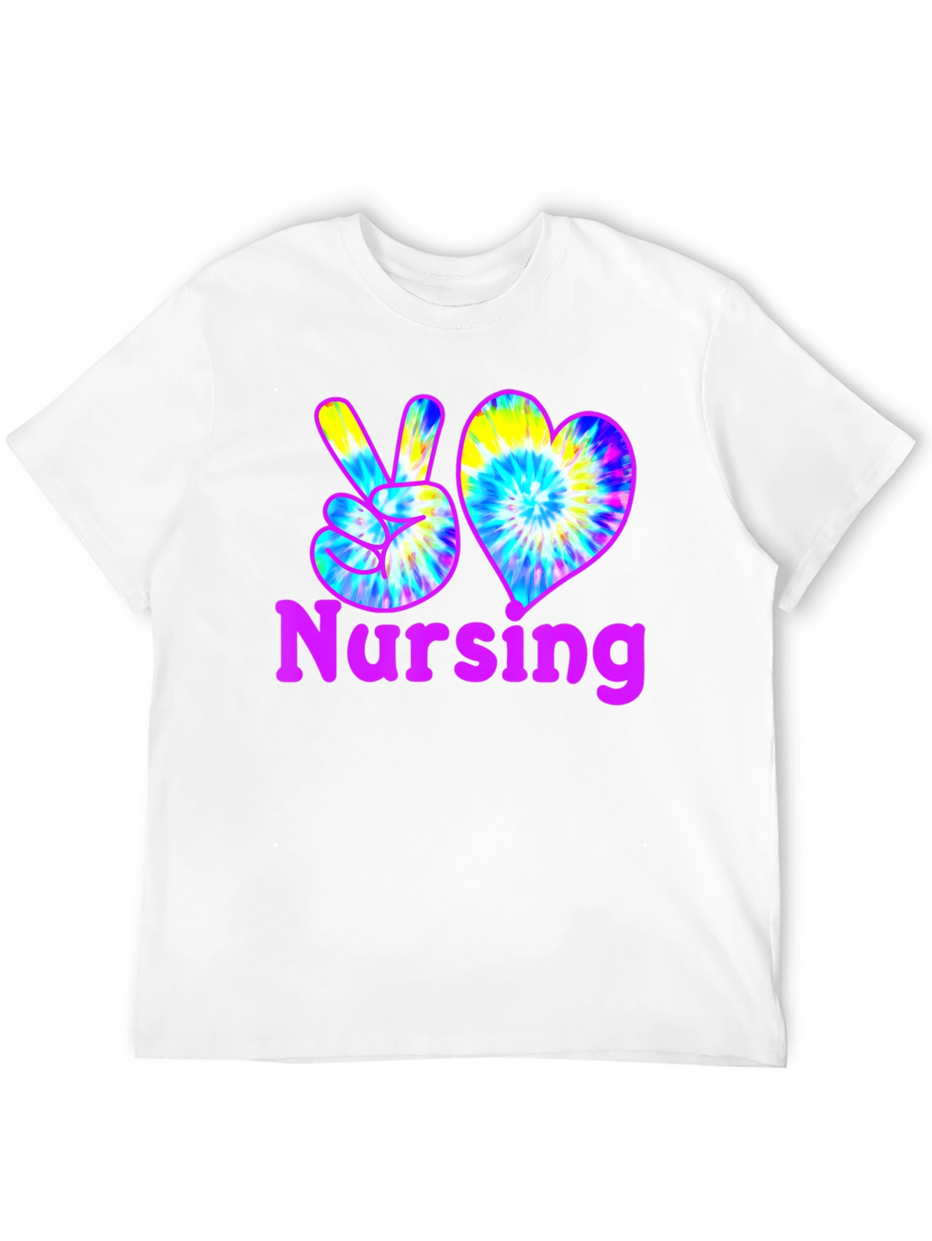 Nursing Peace & Love Tie-Dye T-Shirt