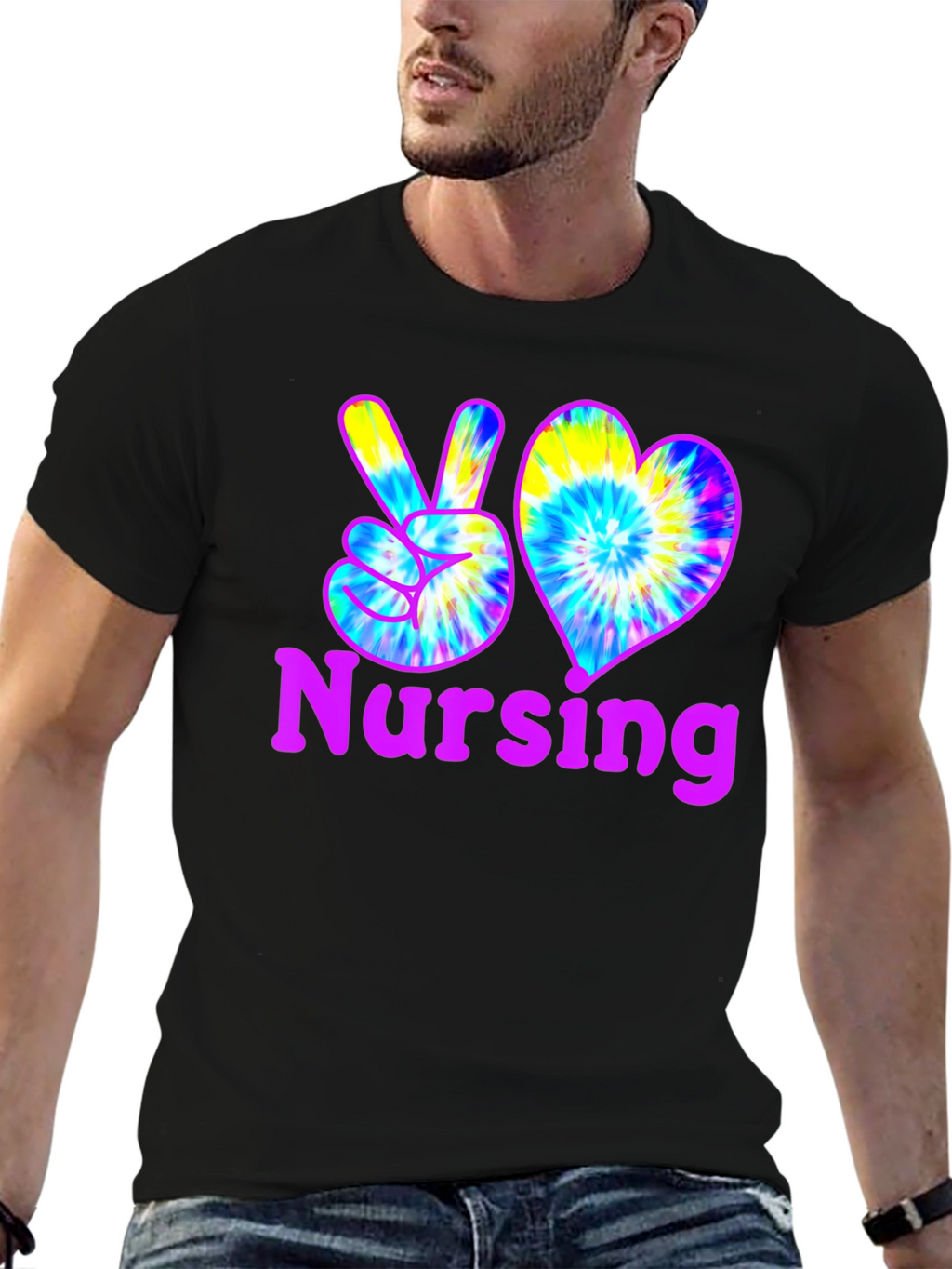 Nursing Peace & Love Tie-Dye T-Shirt