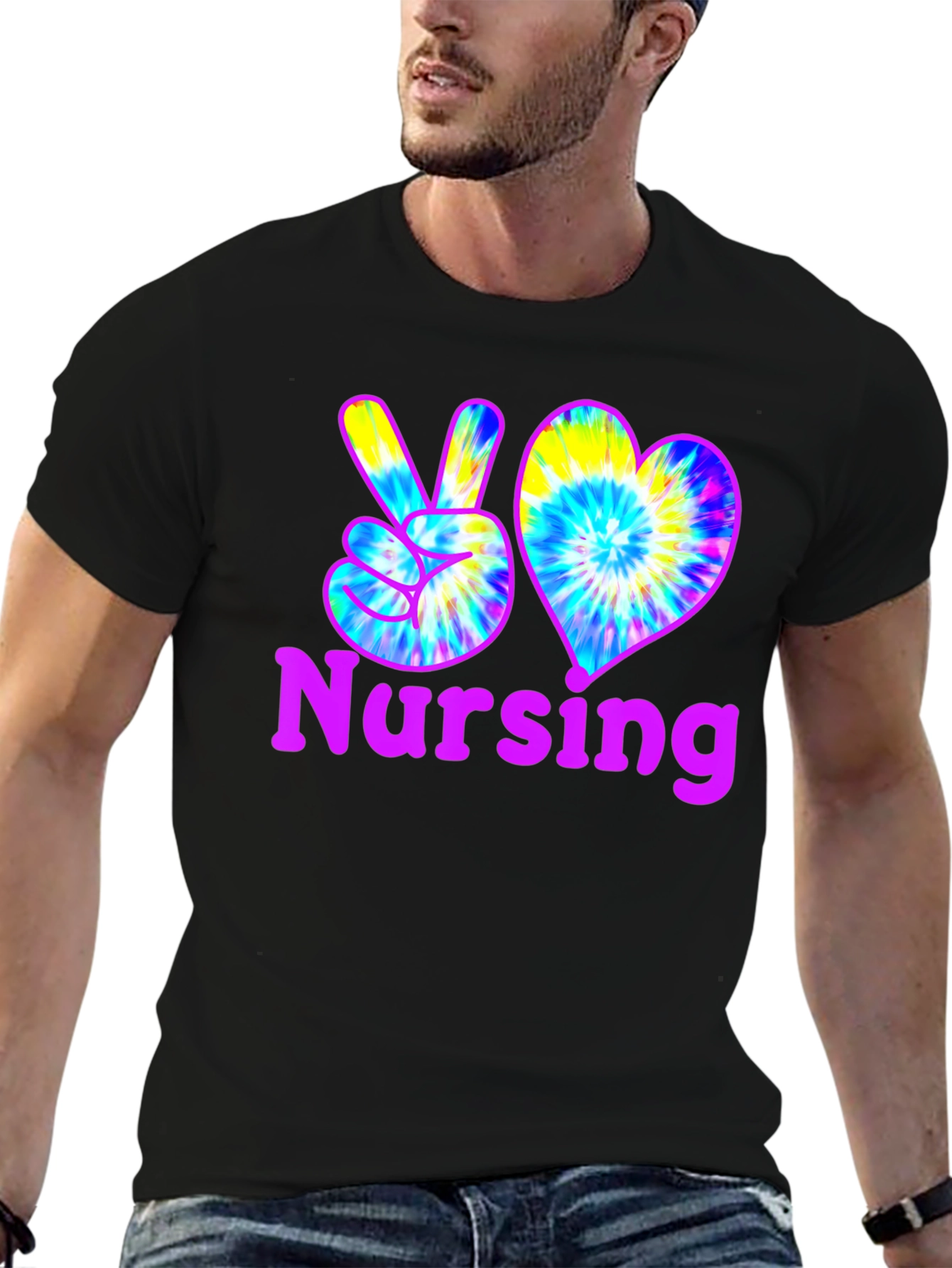 Nursing Peace & Love Tie-Dye T-Shirt