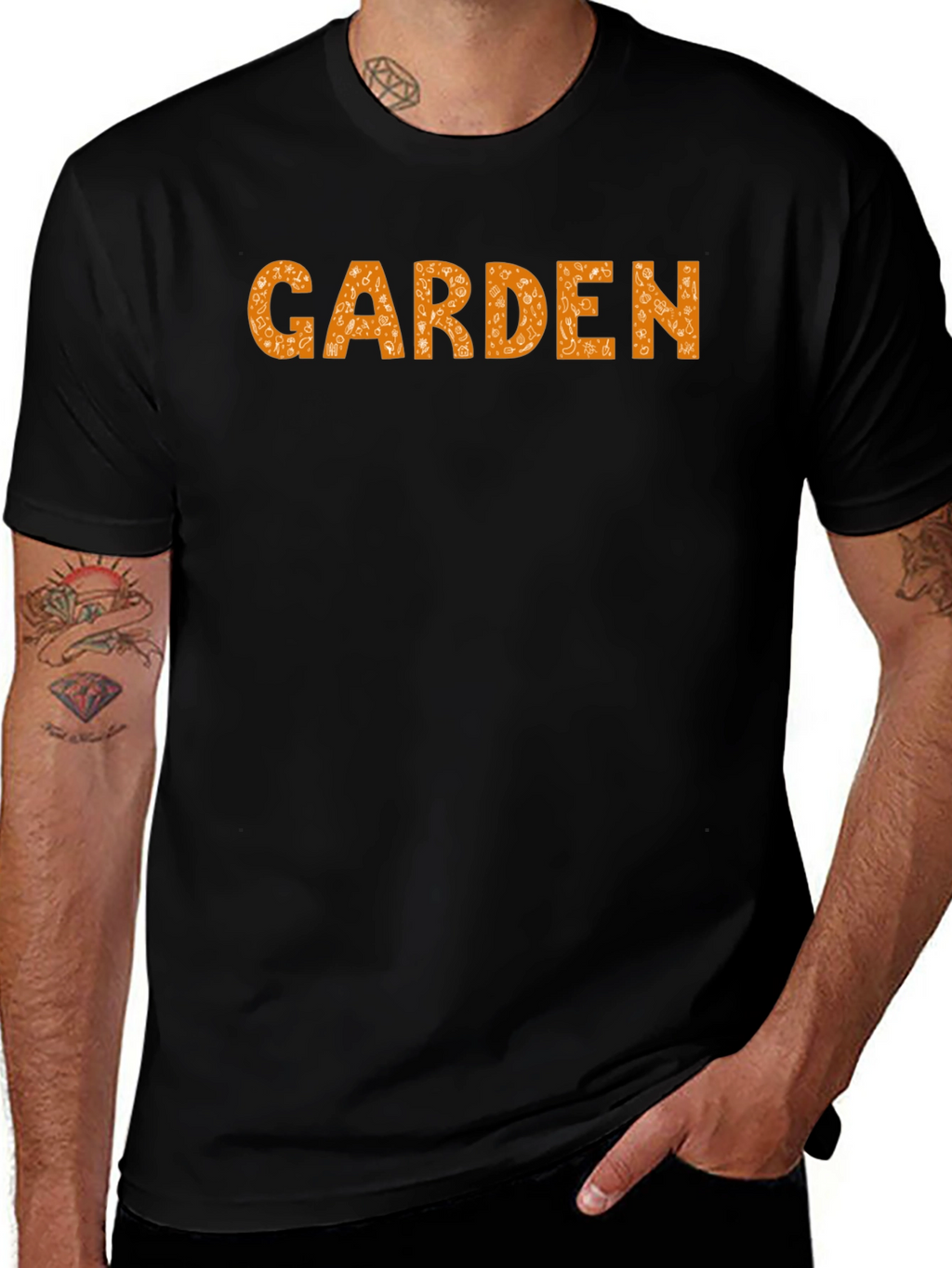 Garden Graphic Print Black Casual Tee