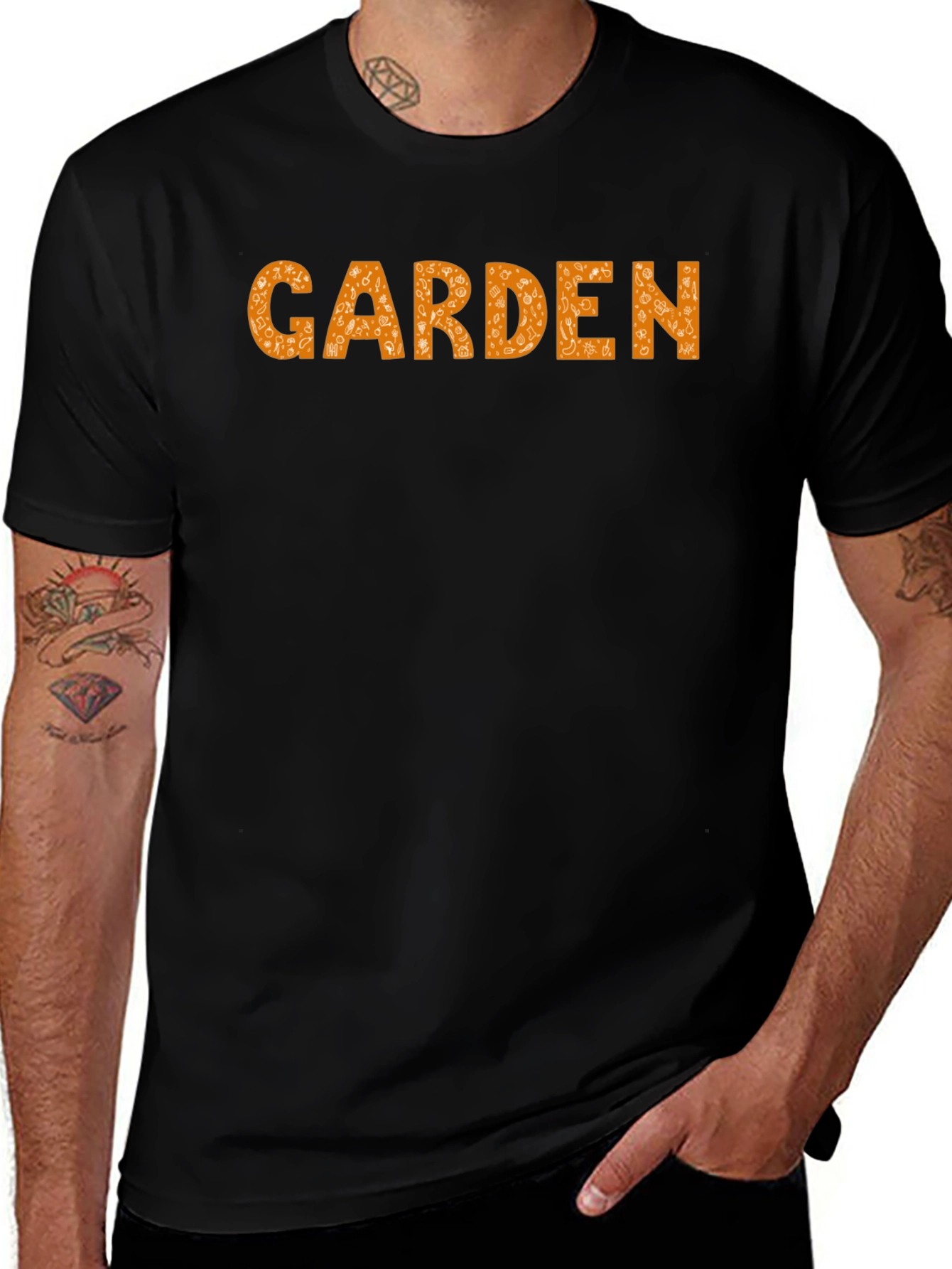 Garden Graphic Print Black Casual Tee