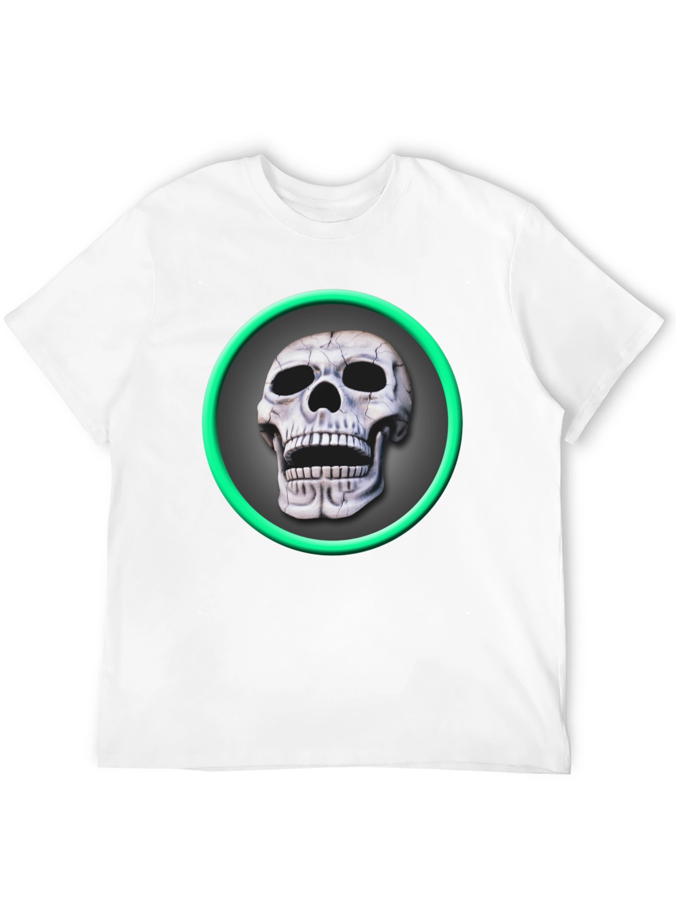 Skull Graphic Tee - Green Ring Design
