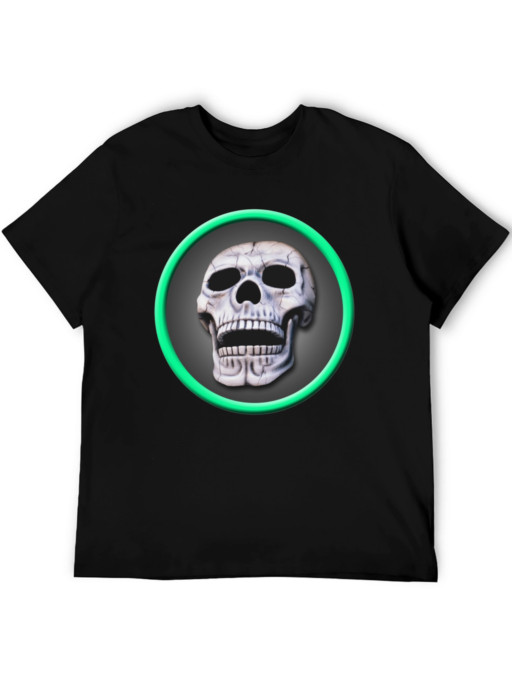 Skull Graphic Tee - Green Ring Design