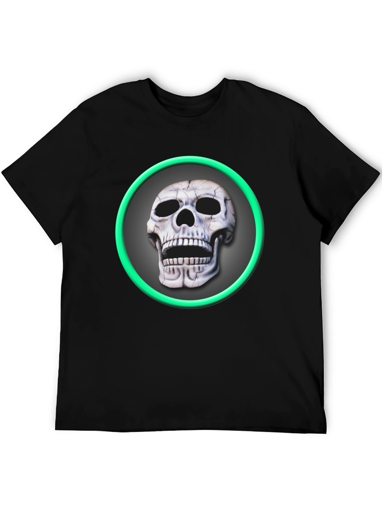 Skull Graphic Tee - Green Ring Design