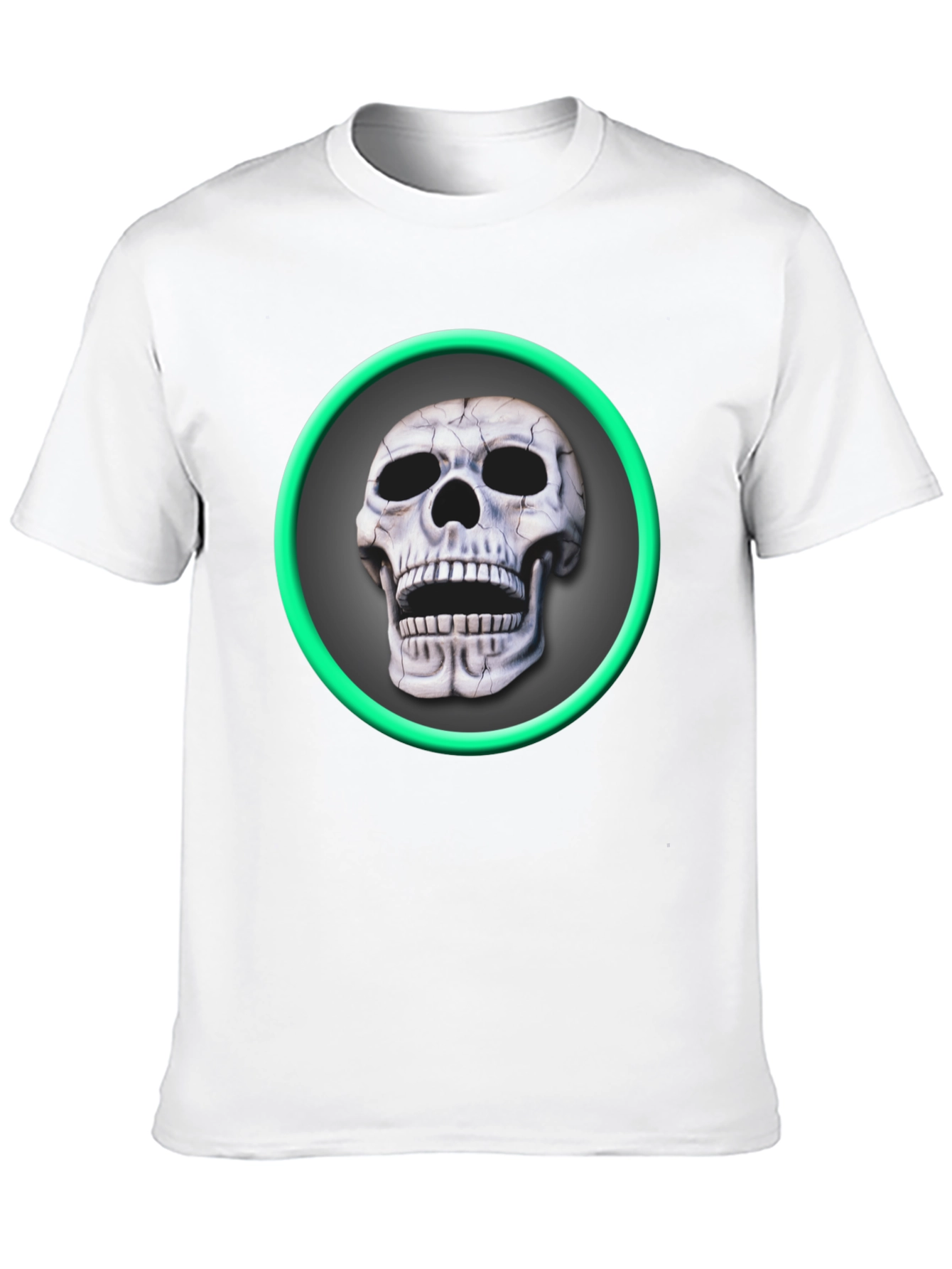 Skull Graphic Tee - Green Ring Design