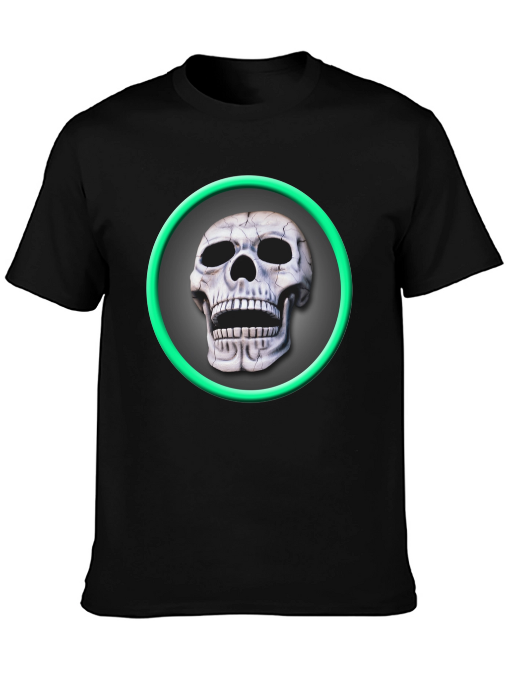 Skull Graphic Tee - Green Ring Design