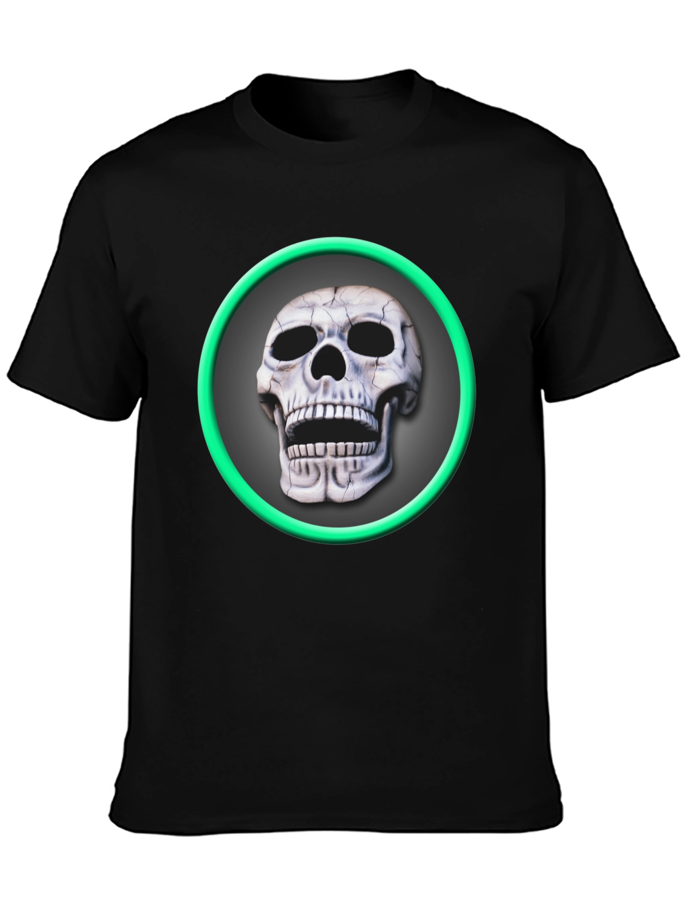 Skull Graphic Tee - Green Ring Design