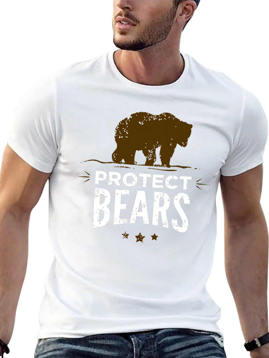 Protect Bears Graphic Tee - Black Cotton Blend