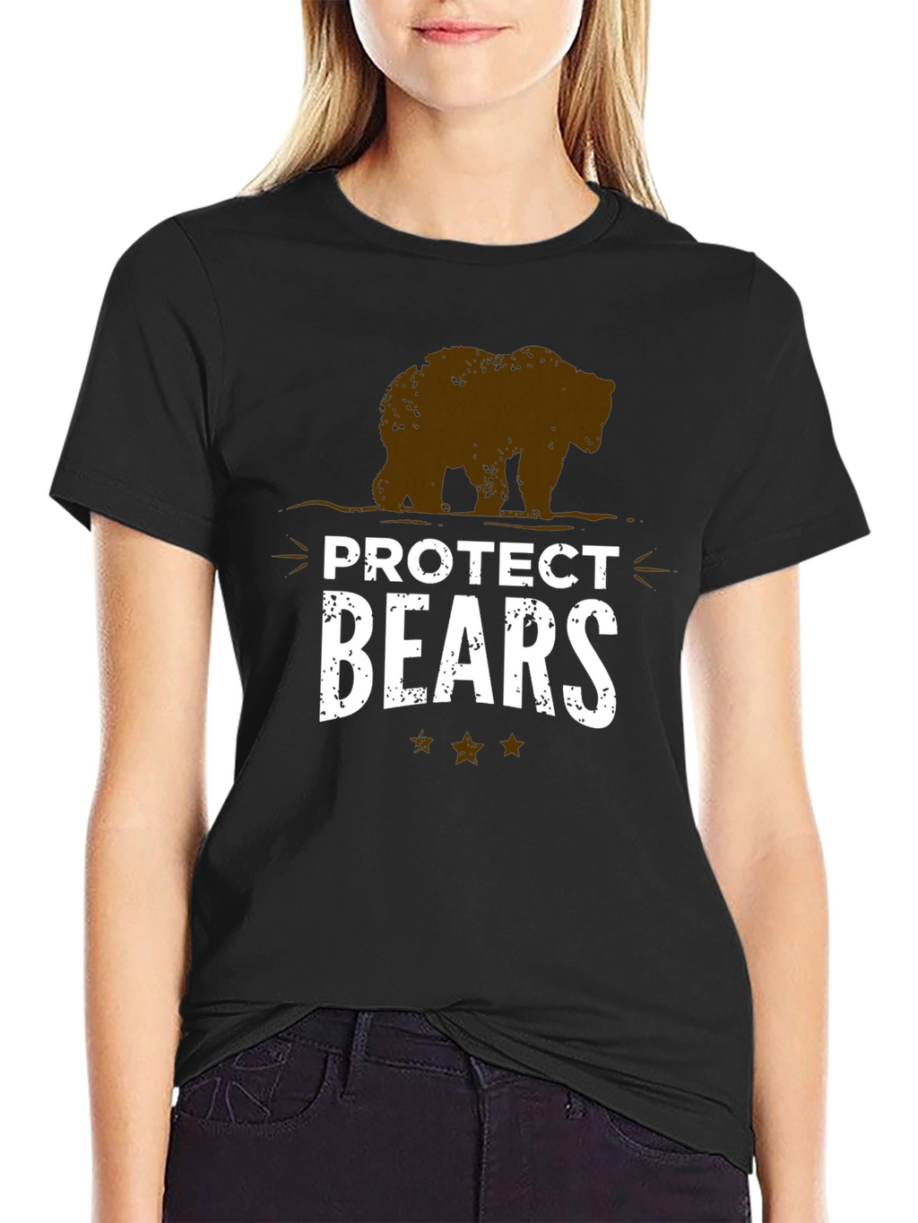 Protect Bears Graphic Tee - Black Cotton Blend