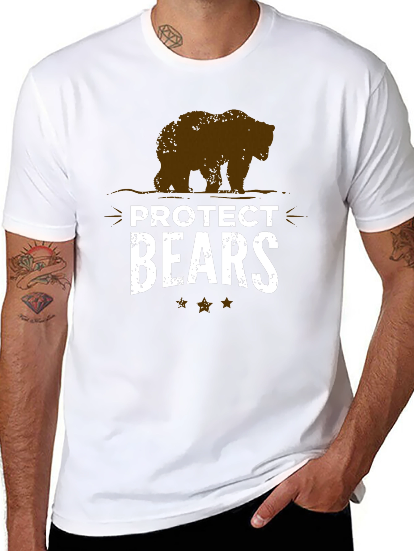 Protect Bears Graphic Tee - Black Cotton Blend