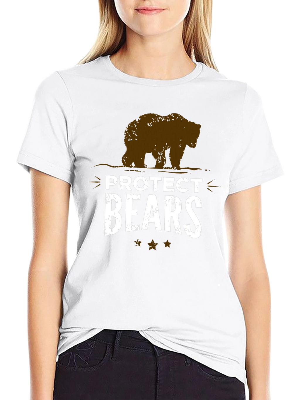 Protect Bears Graphic Tee - Black Cotton Blend