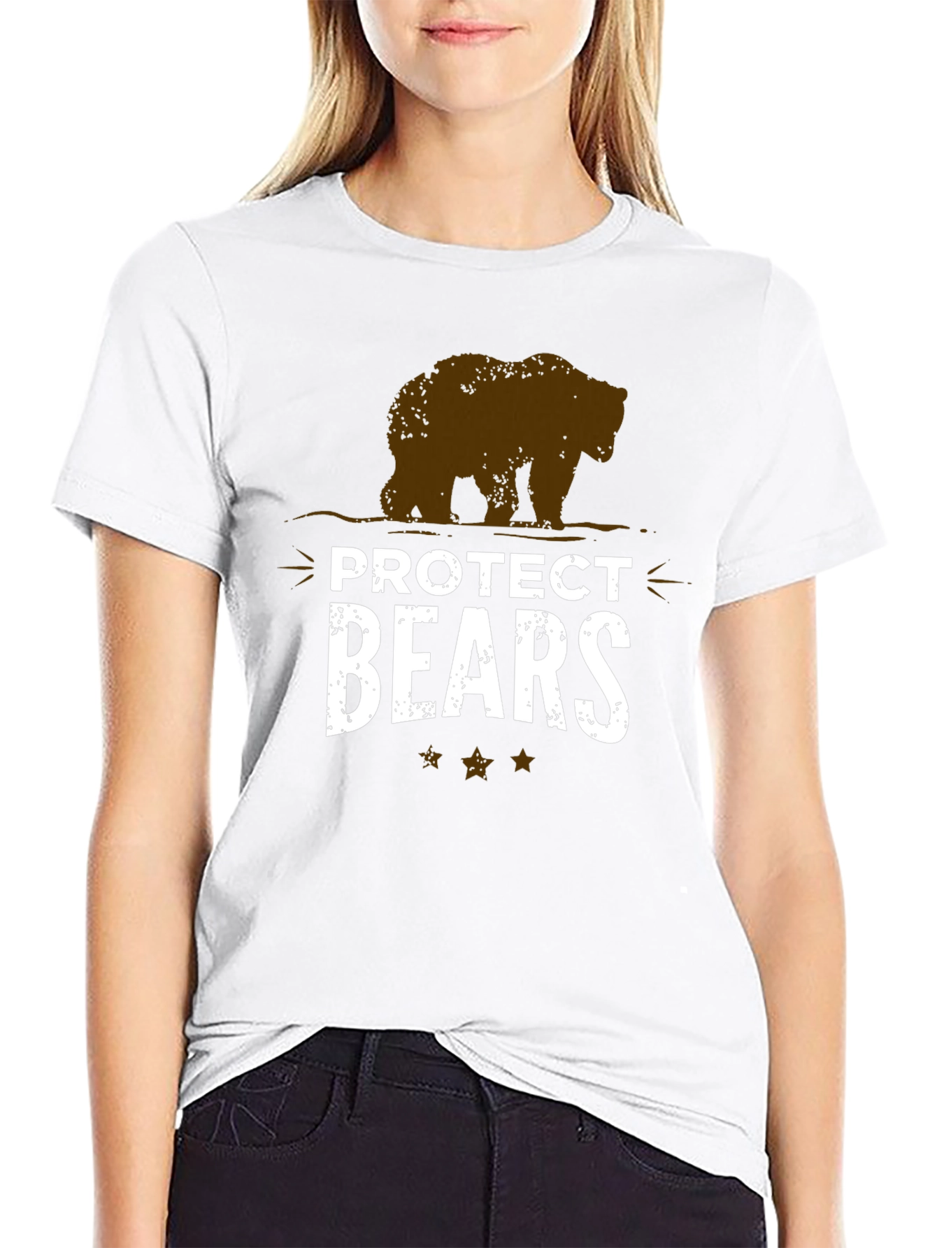 Protect Bears Graphic Tee - Black Cotton Blend