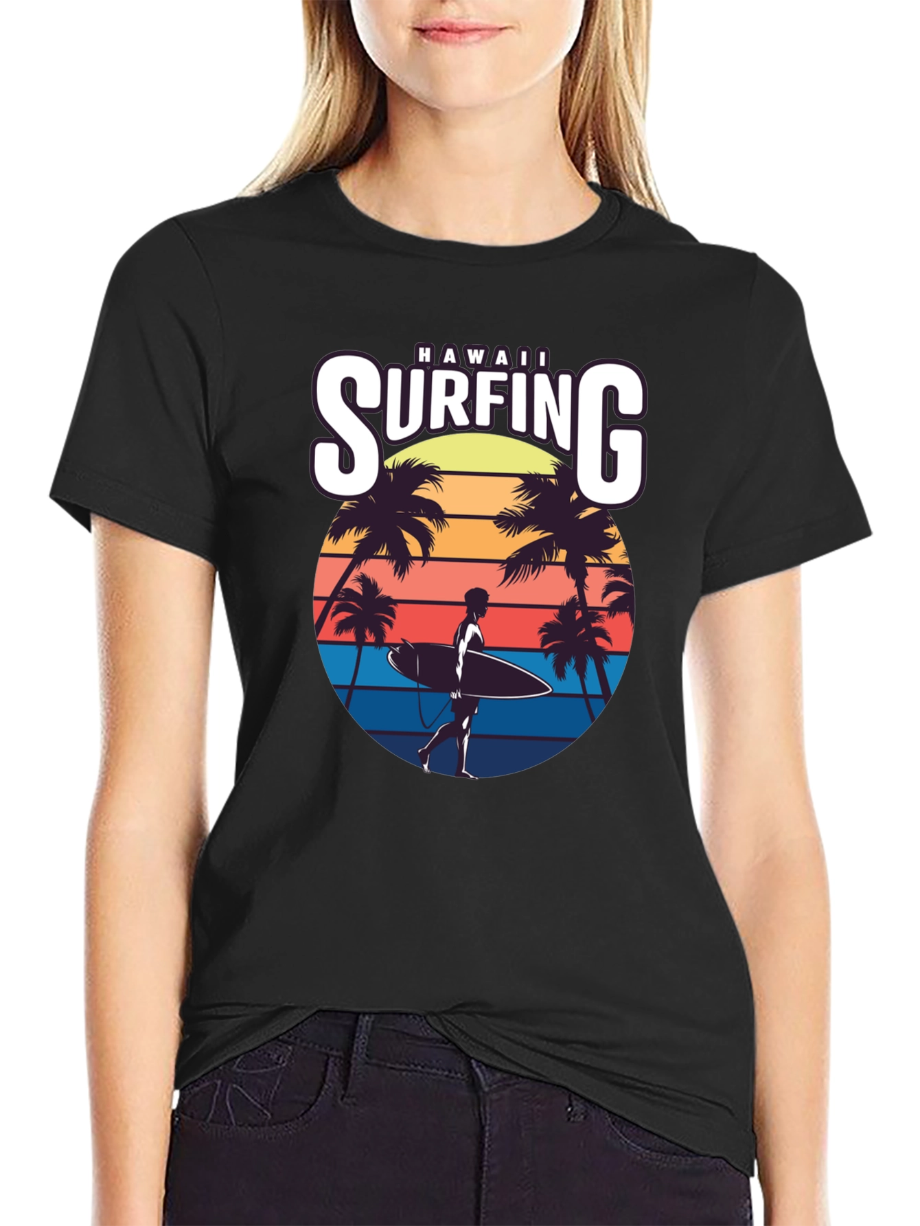 Hawaii Surfing Retro T-Shirt - Vintage Style Surf Tee