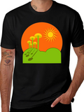 Funky Mushroom Sunset Graphic Tee - Black