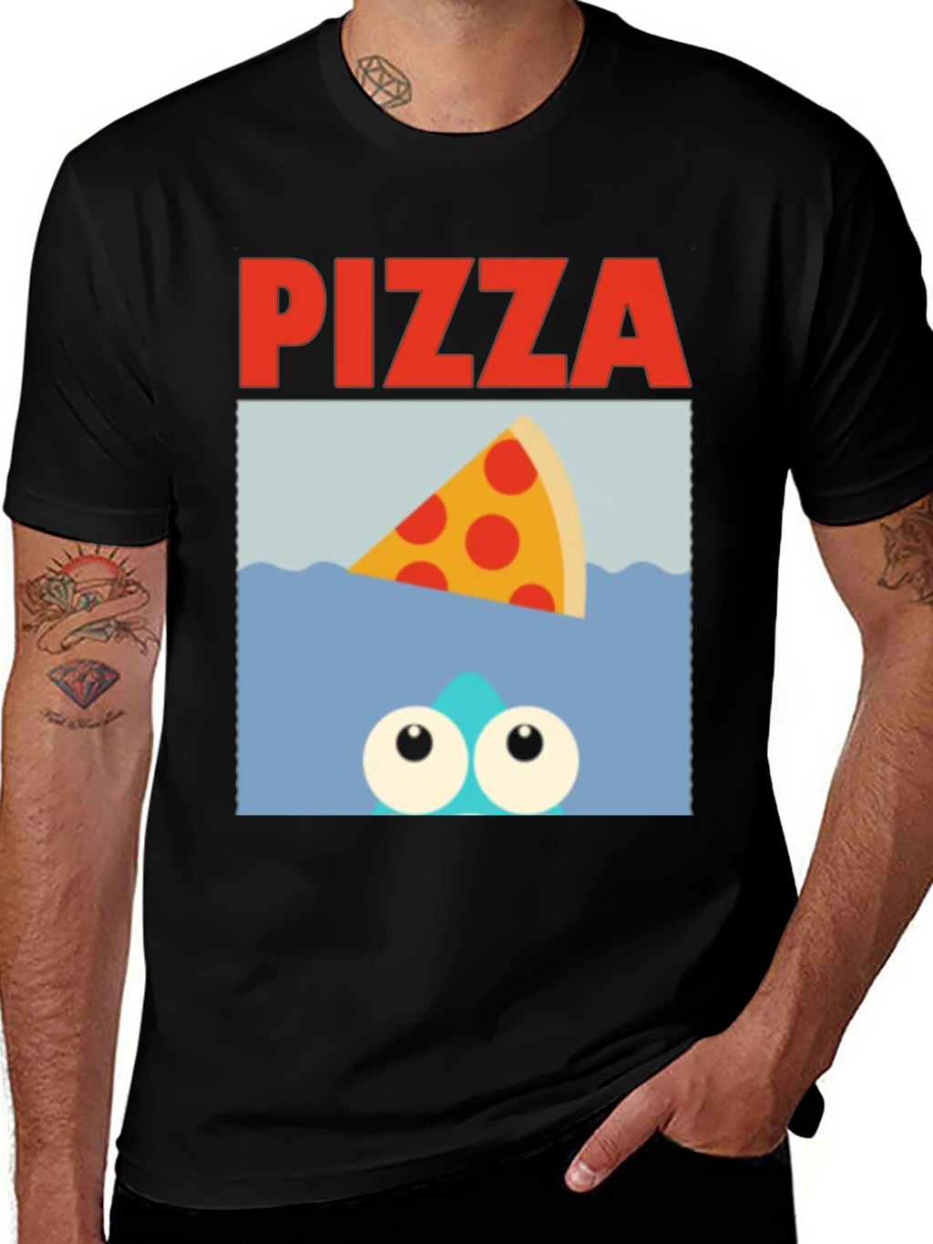 Pizza Shark T-Shirt - Novelty Graphic Tee