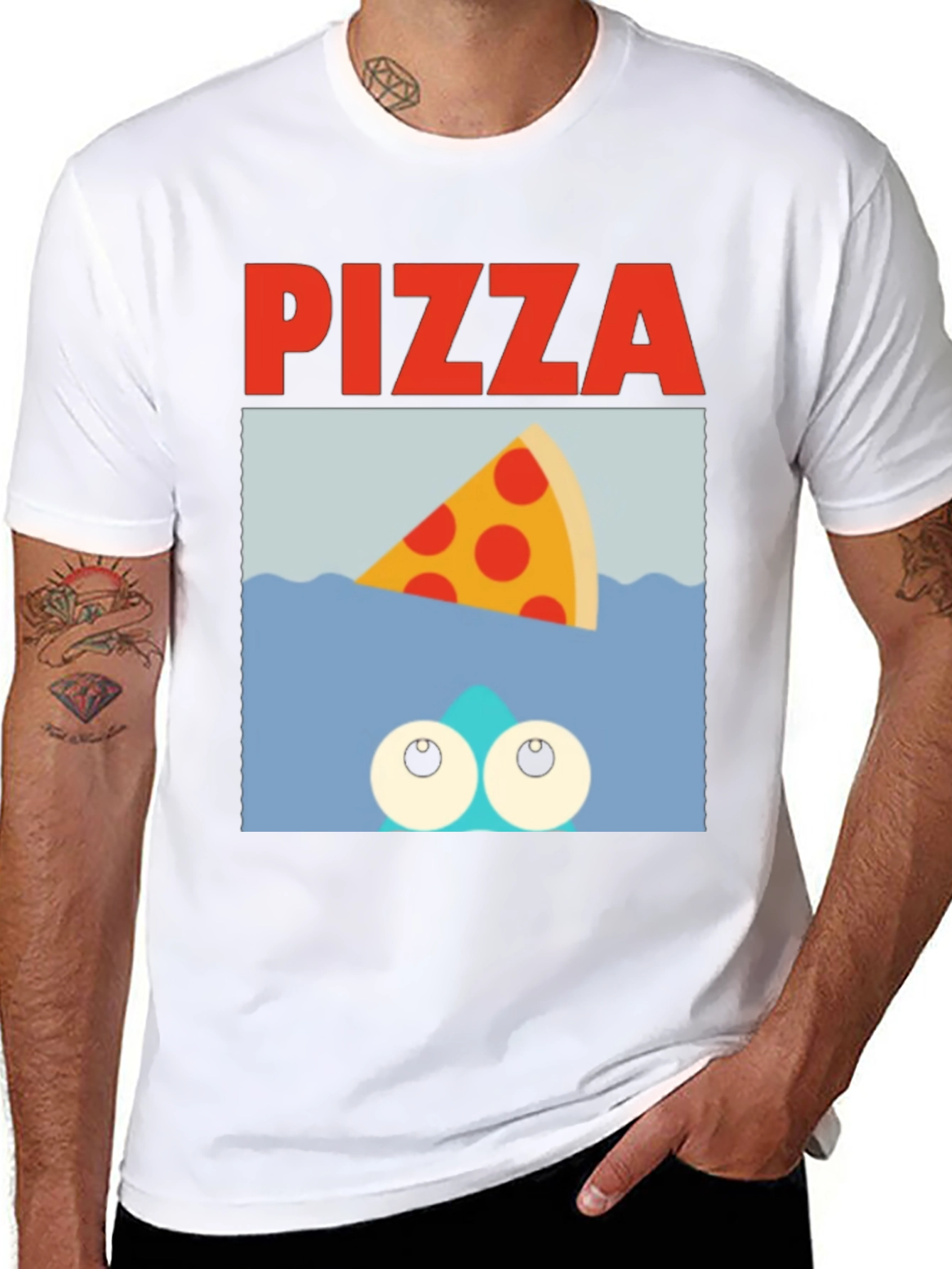 Pizza Shark T-Shirt - Novelty Graphic Tee