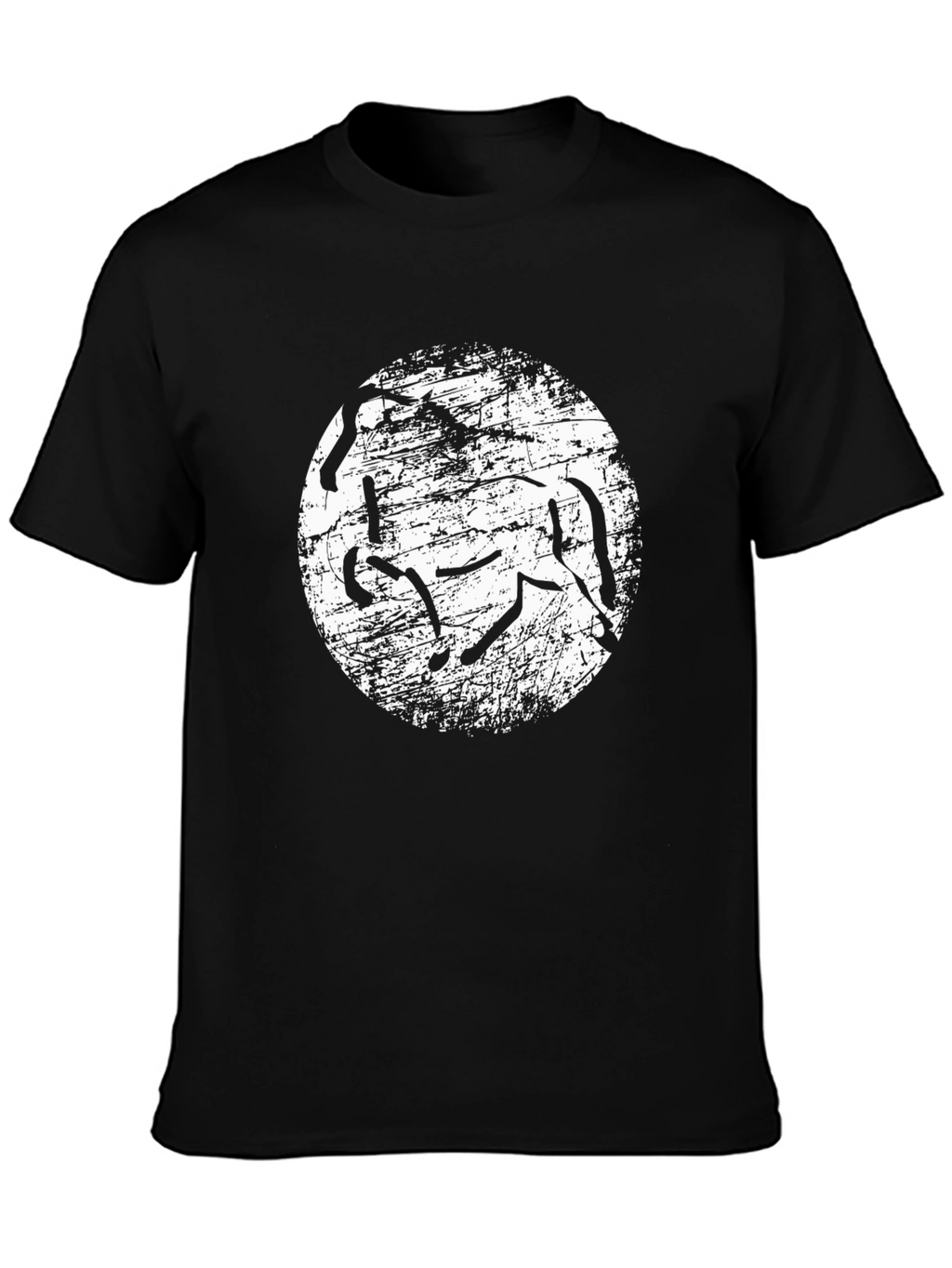 Abstract Horse Graphic Print Black T-Shirt