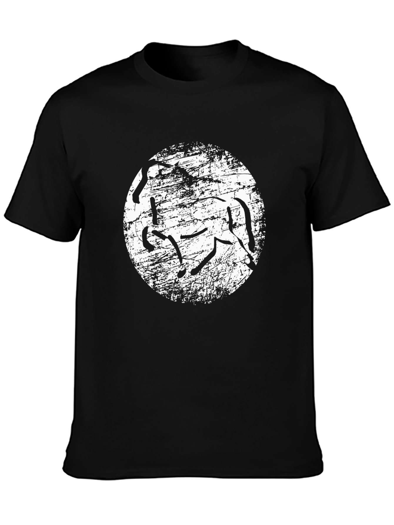 Abstract Horse Graphic Print Black T-Shirt