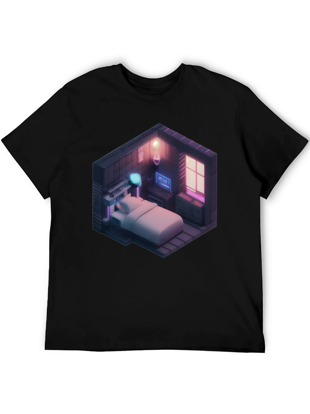 Isometric Gaming Room T-Shirt - Black