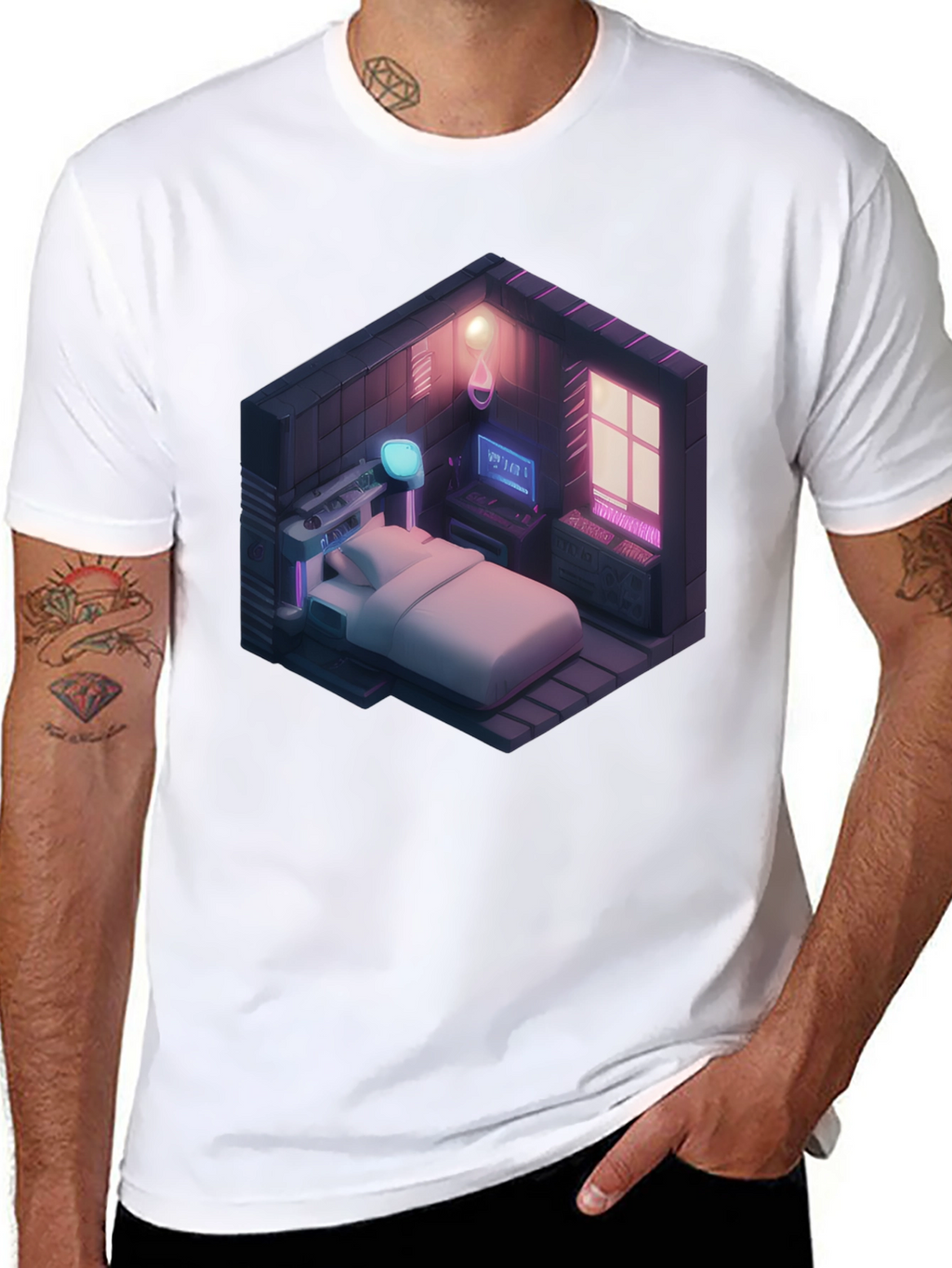 Isometric Gaming Room T-Shirt - Black