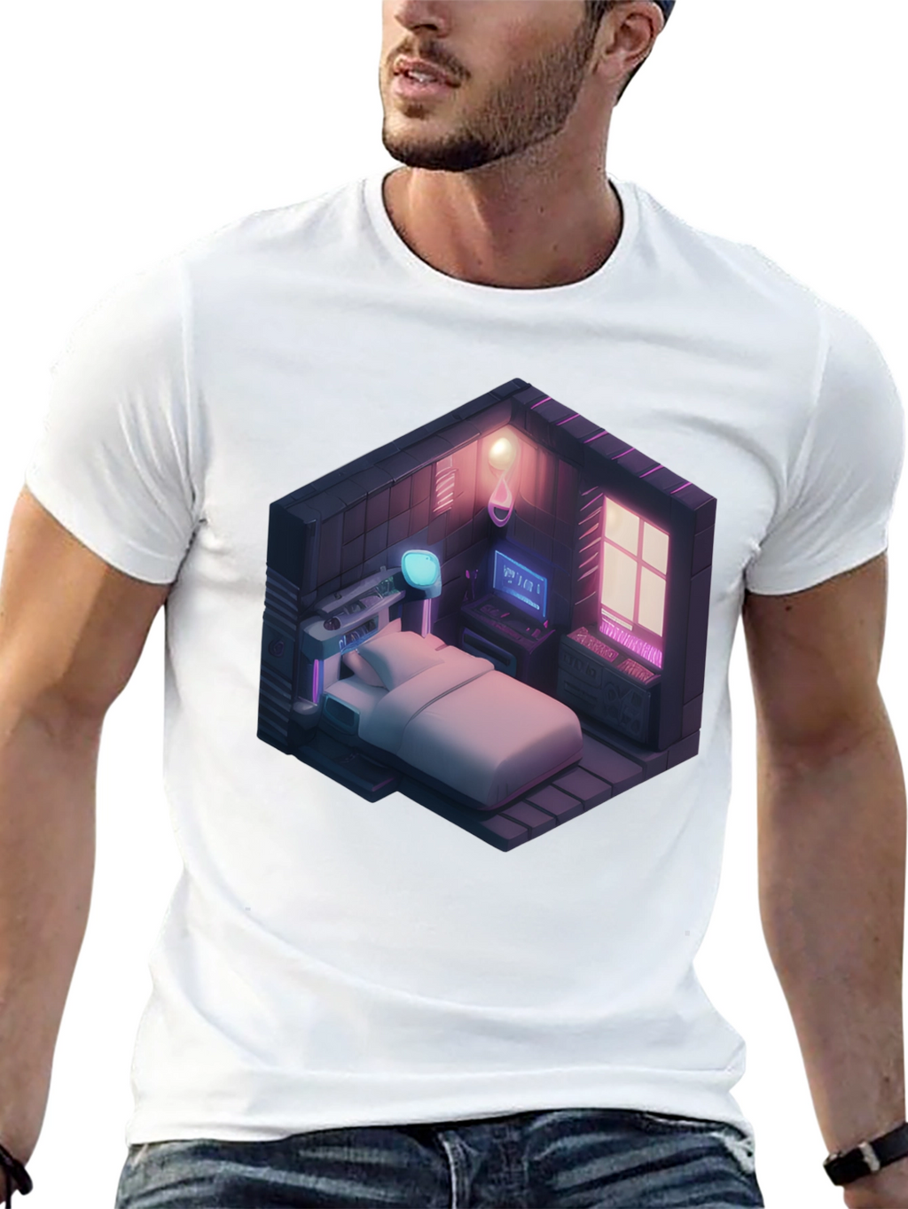 Isometric Gaming Room T-Shirt - Black