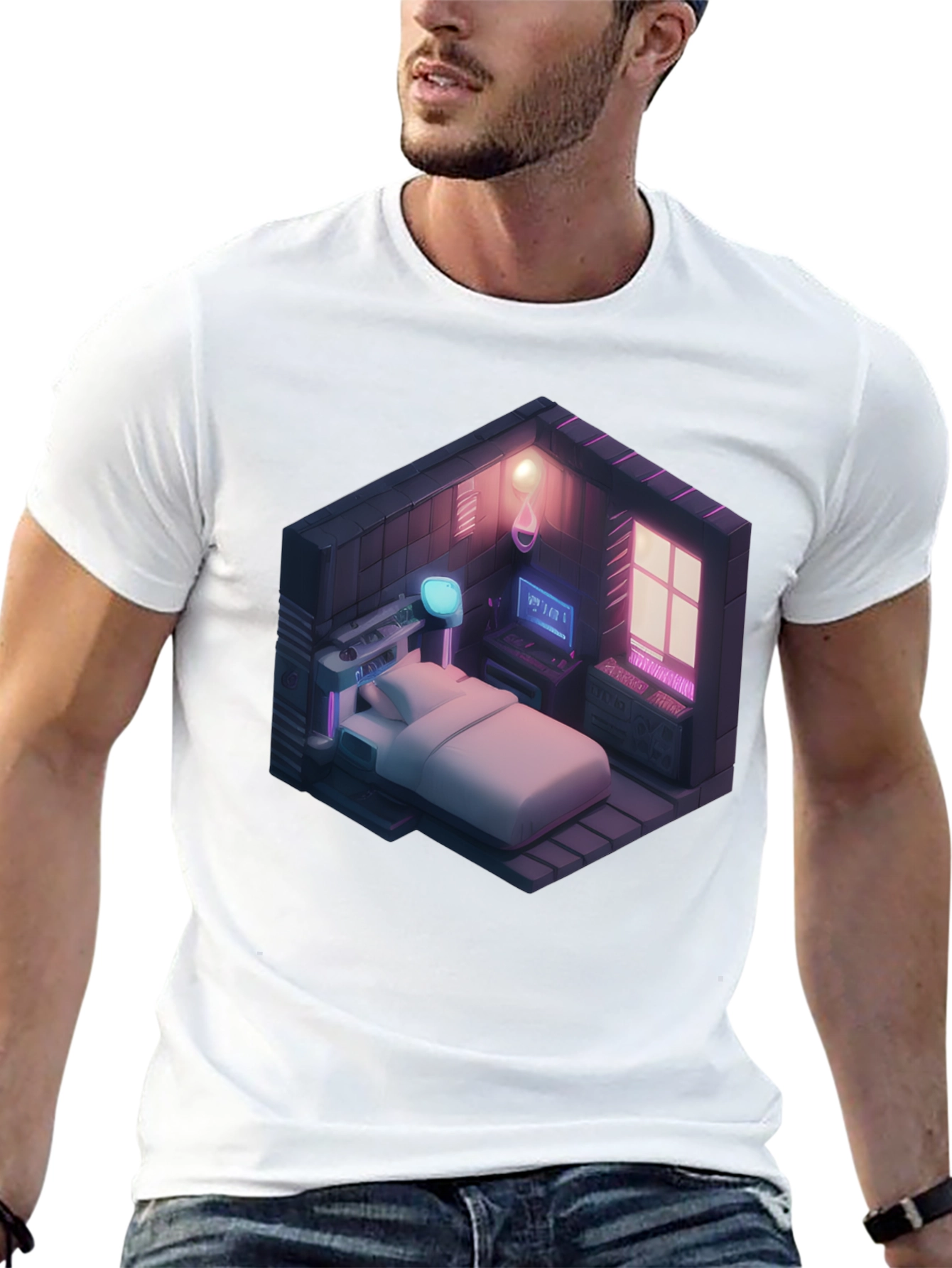 Isometric Gaming Room T-Shirt - Black