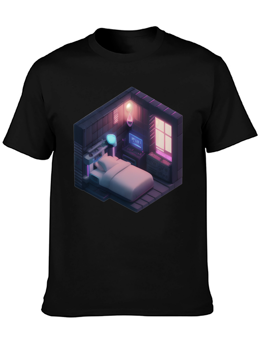 Isometric Gaming Room T-Shirt - Black