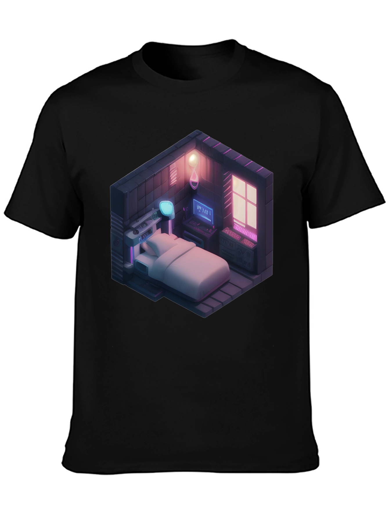 Isometric Gaming Room T-Shirt - Black