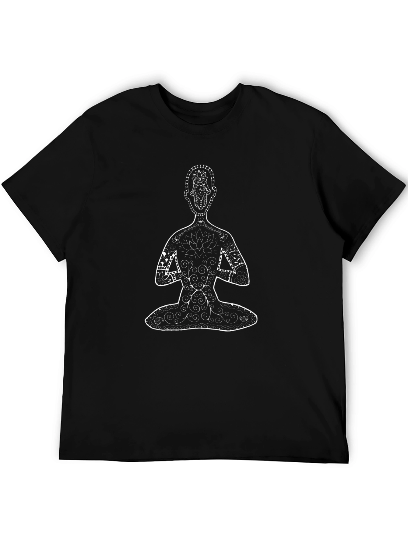 Yoga Pose Graphic Tee - Black Cotton Comfort