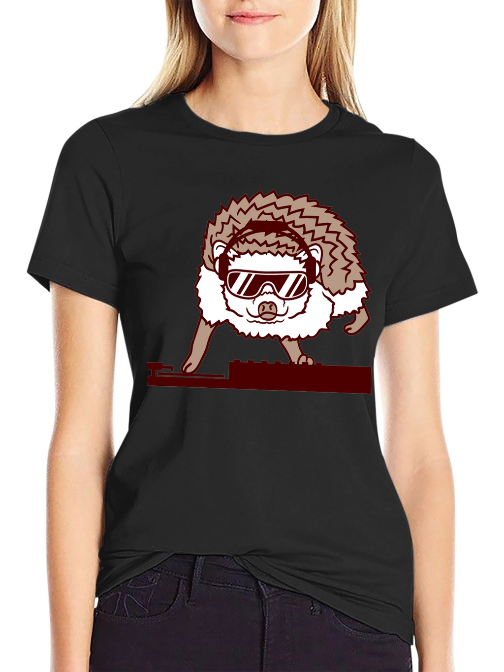 DJ Hedgehog Graphic Tee - Cool Animal T-Shirt