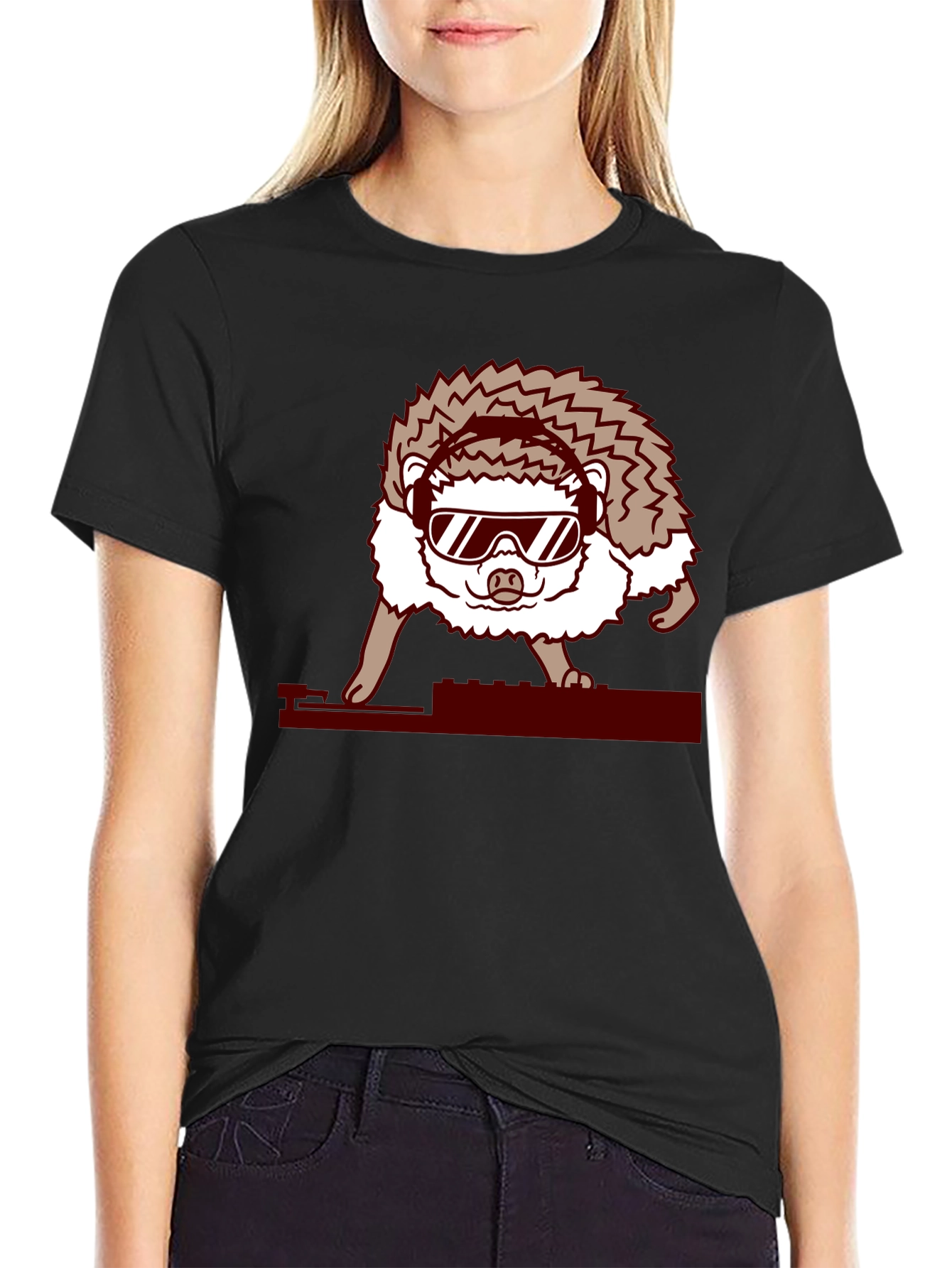 DJ Hedgehog Graphic Tee - Cool Animal T-Shirt