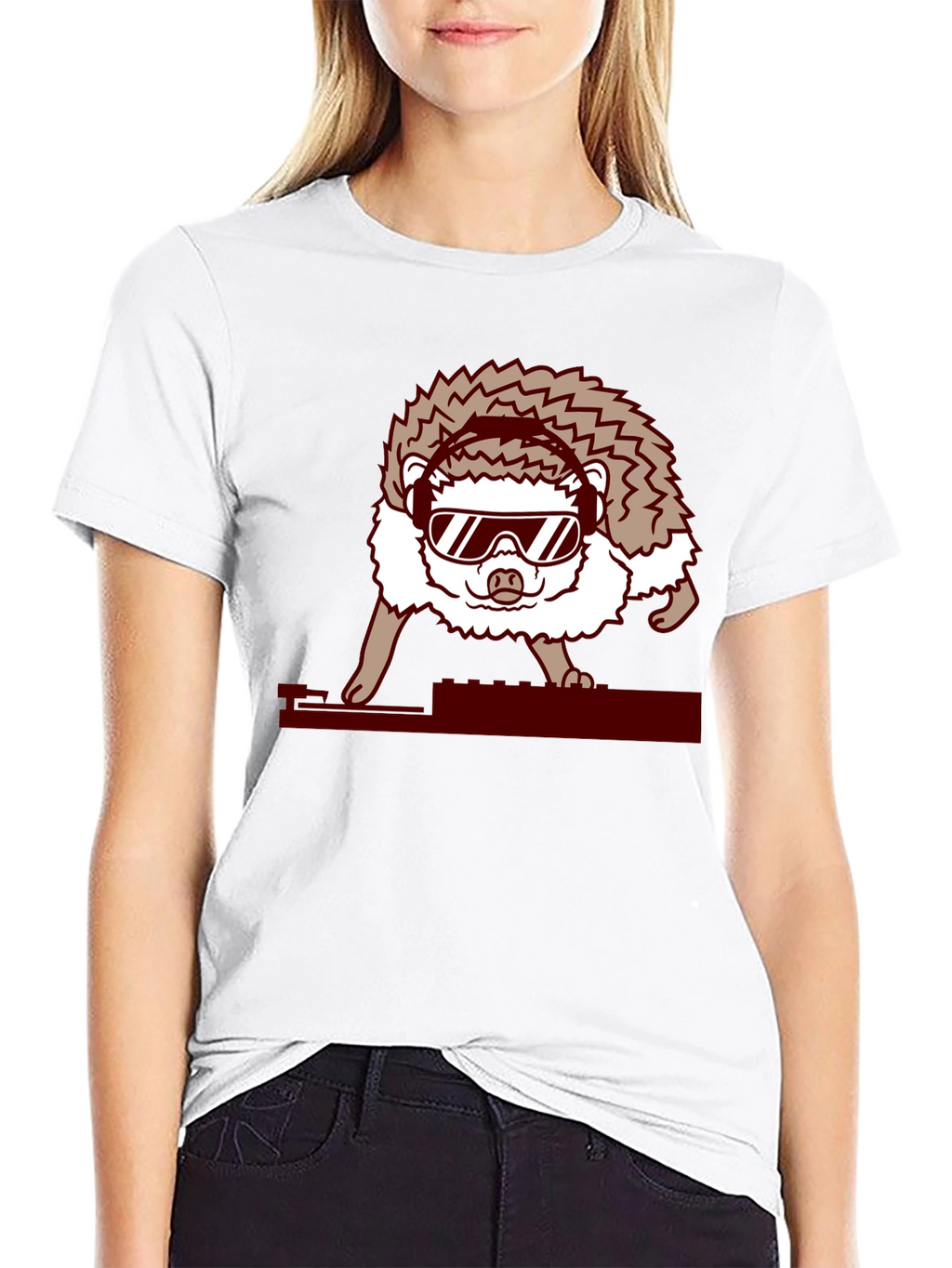 DJ Hedgehog Graphic Tee - Cool Animal T-Shirt