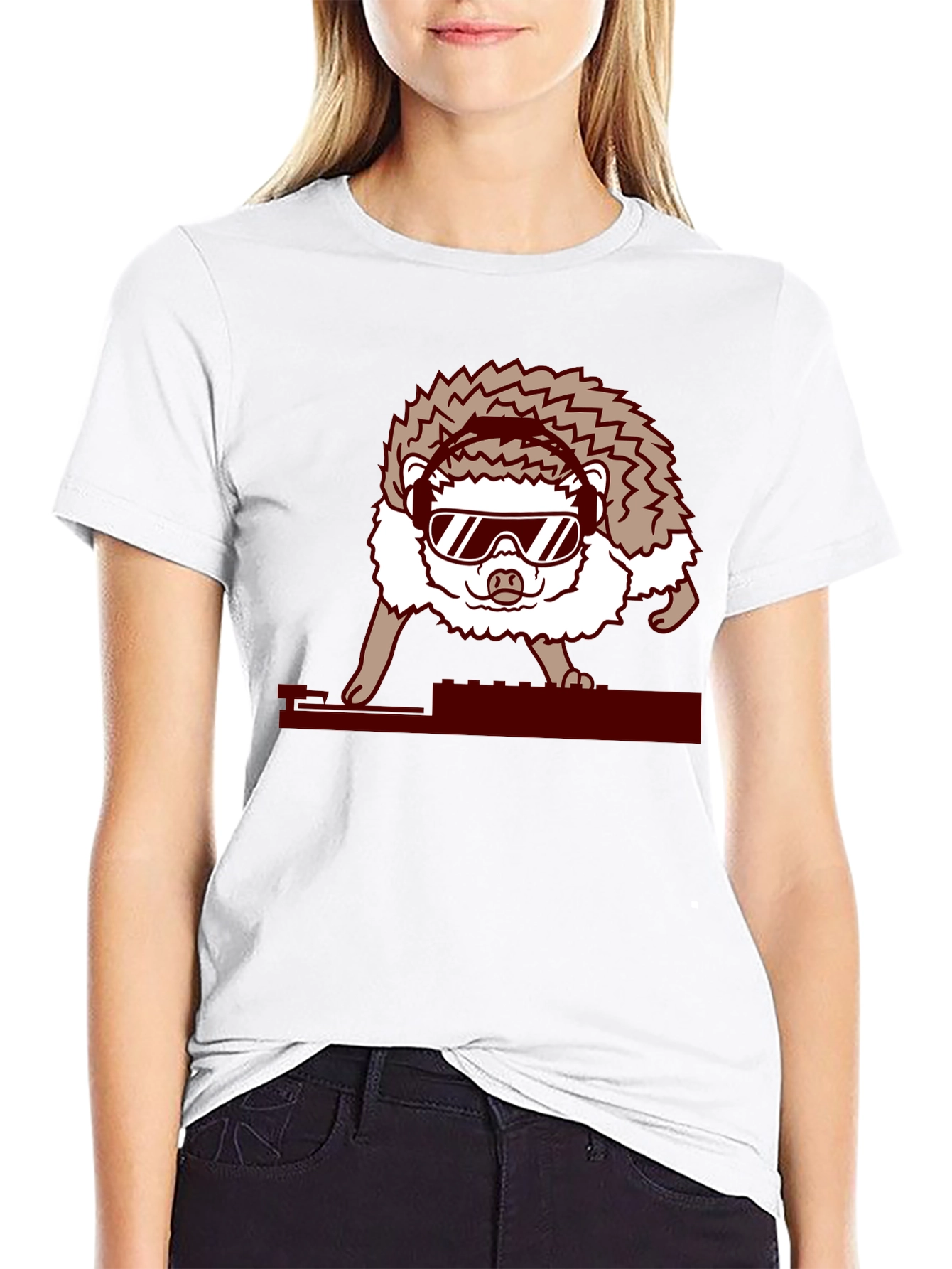 DJ Hedgehog Graphic Tee - Cool Animal T-Shirt