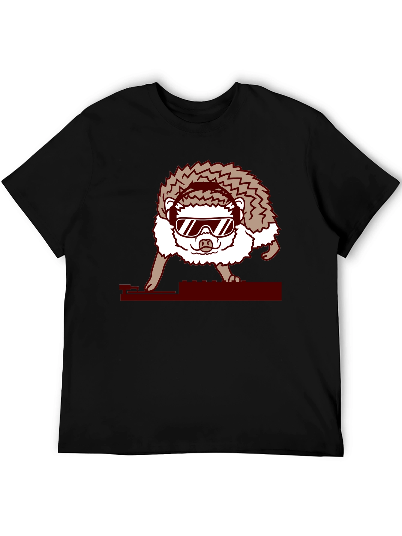 DJ Hedgehog Graphic Tee - Cool Animal T-Shirt