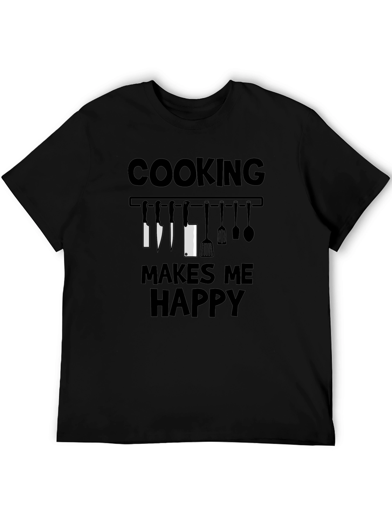 Cooking Makes Me Happy T-Shirt - Chef Kitchen Utensils