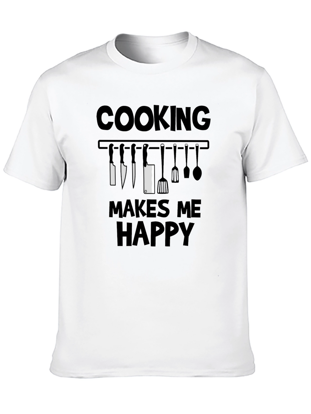 Cooking Makes Me Happy T-Shirt - Chef Kitchen Utensils