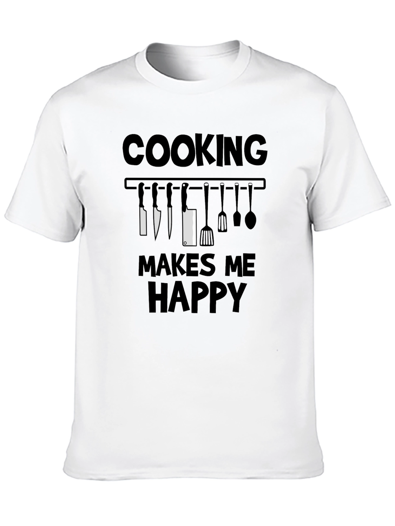 Cooking Makes Me Happy T-Shirt - Chef Kitchen Utensils