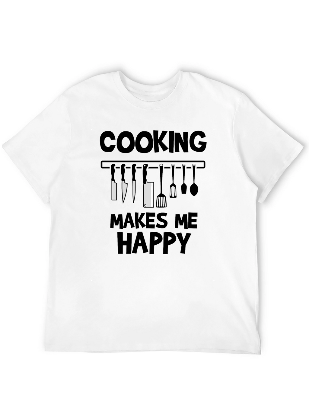 Cooking Makes Me Happy T-Shirt - Chef Kitchen Utensils