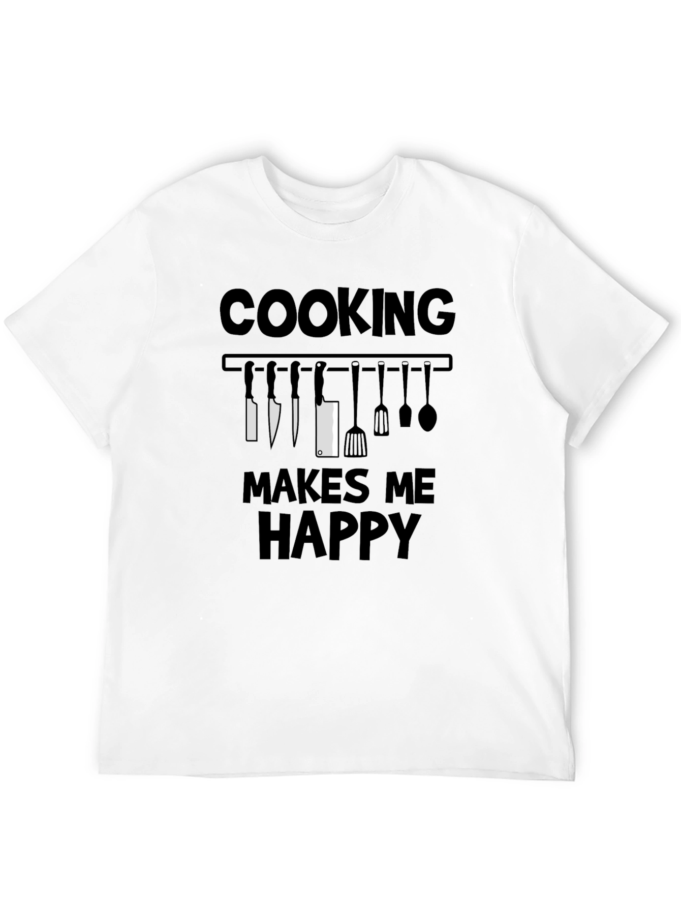 Cooking Makes Me Happy T-Shirt - Chef Kitchen Utensils