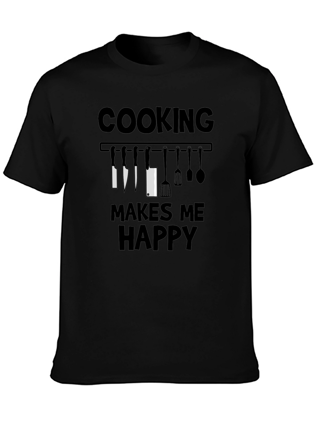 Cooking Makes Me Happy T-Shirt - Chef Kitchen Utensils