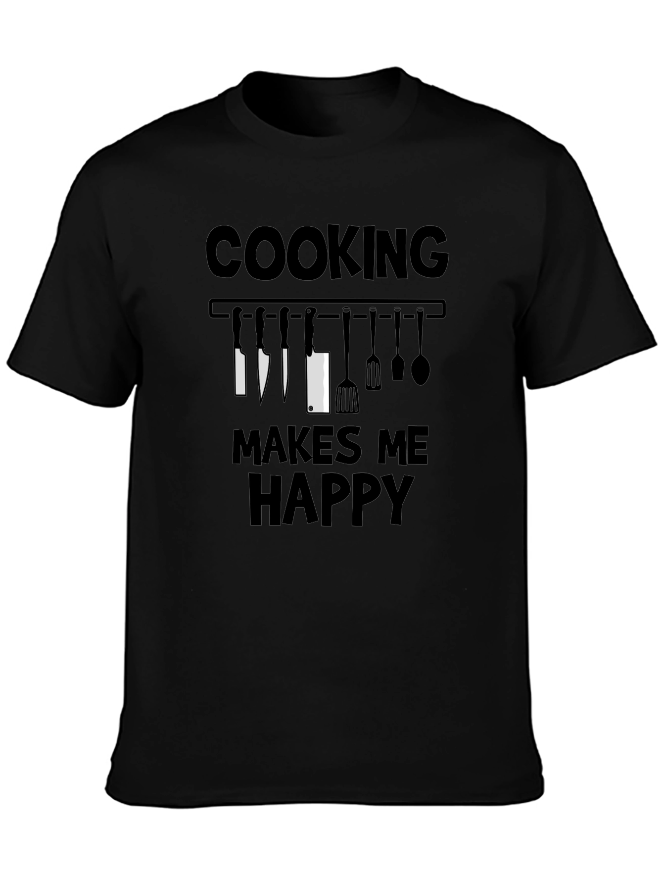 Cooking Makes Me Happy T-Shirt - Chef Kitchen Utensils
