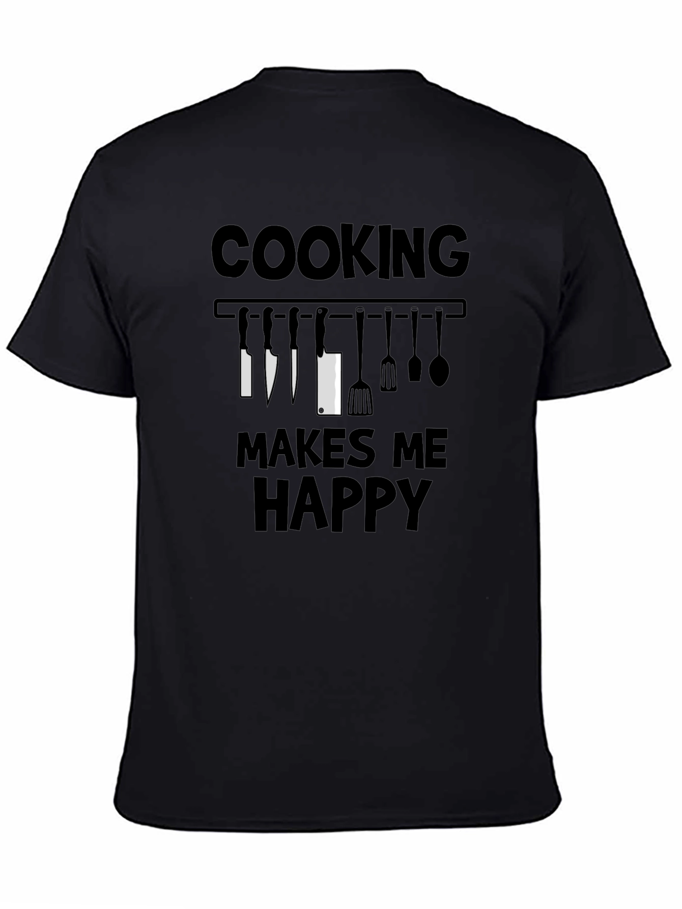 Cooking Makes Me Happy T-Shirt - Chef Kitchen Utensils