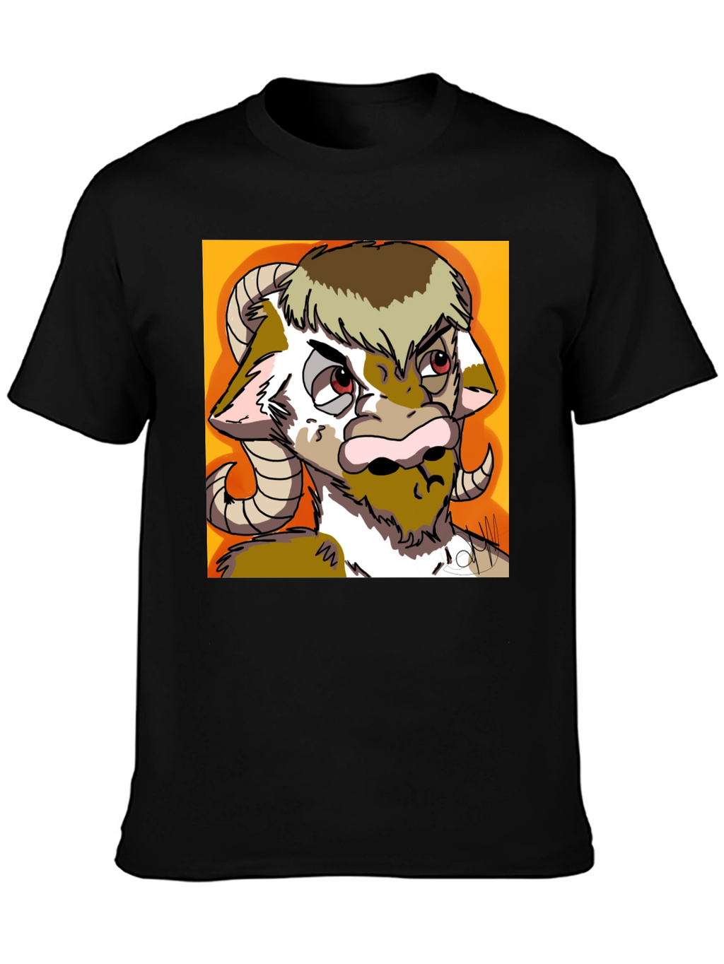 Novelty Goat Graphic Tee - Black Cotton Blend