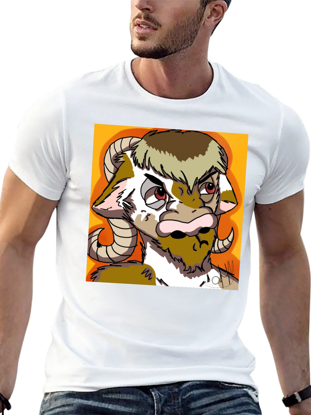 Novelty Goat Graphic Tee - Black Cotton Blend
