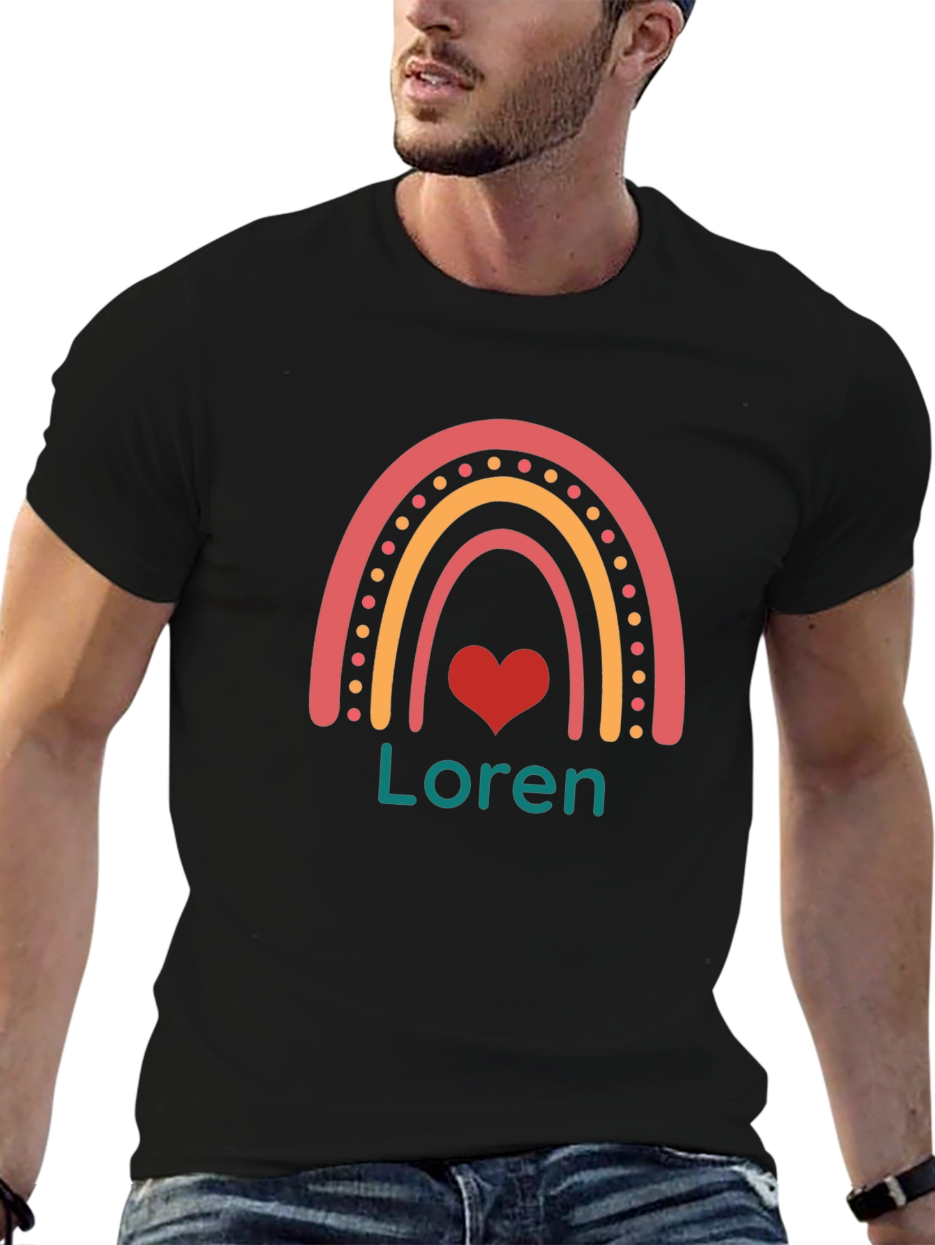 Loren Rainbow Heart Personalized T-Shirt
