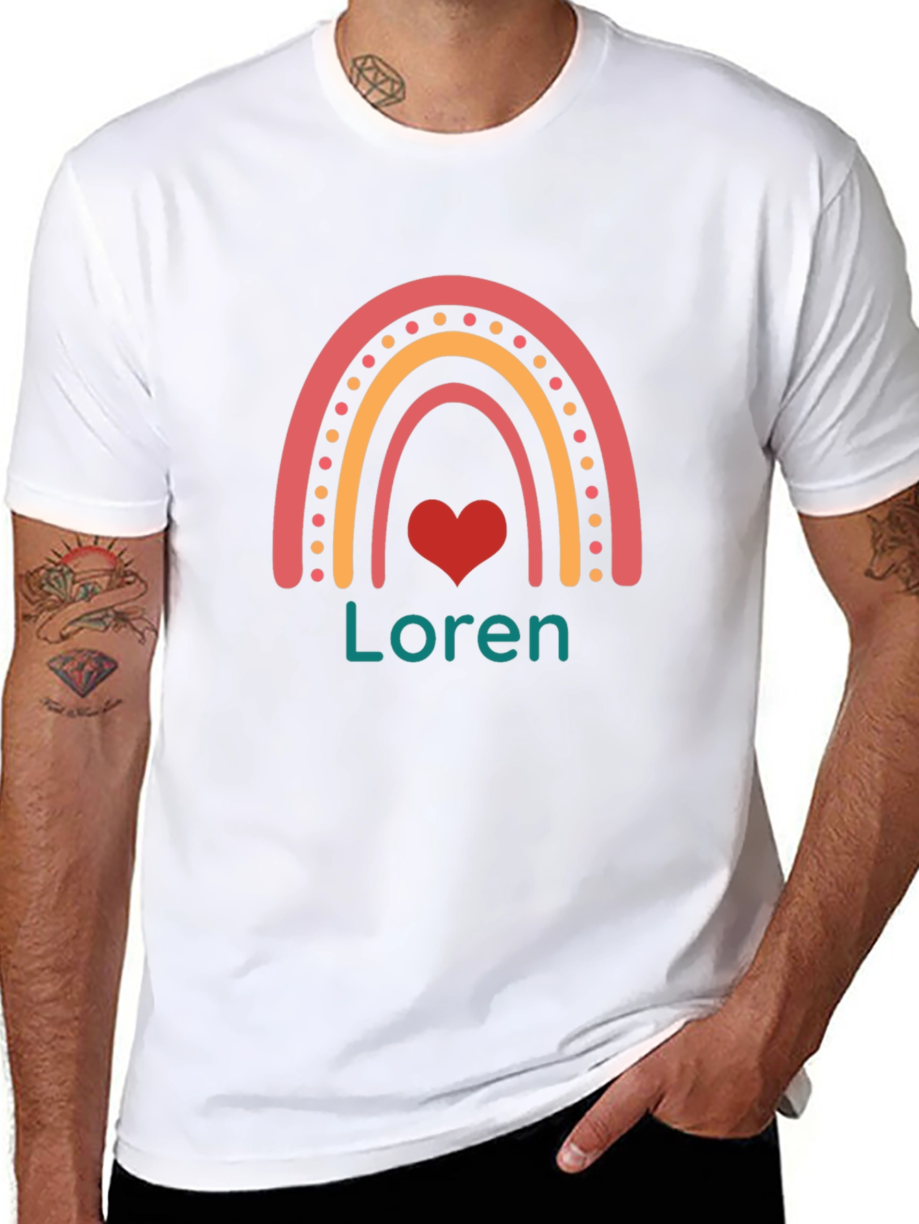 Loren Rainbow Heart Personalized T-Shirt