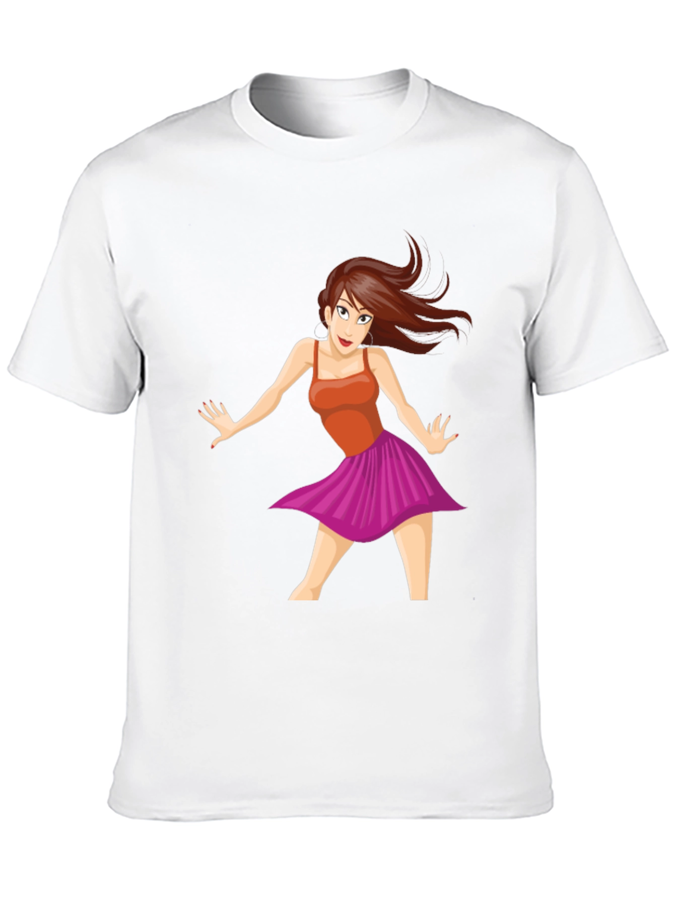 Cartoon Dancer Graphic Tee - Black Casual T-Shirt