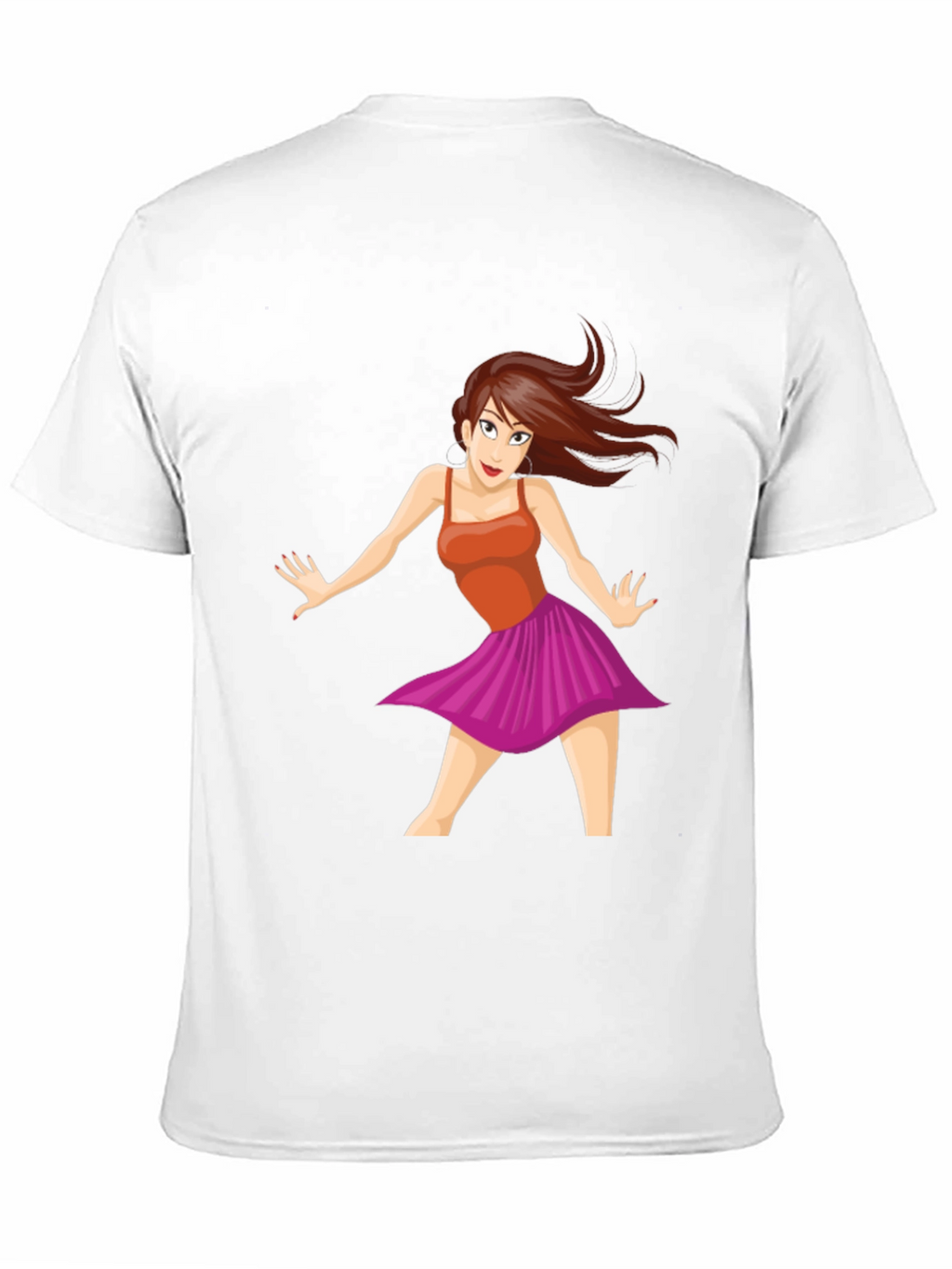 Cartoon Dancer Graphic Tee - Black Casual T-Shirt