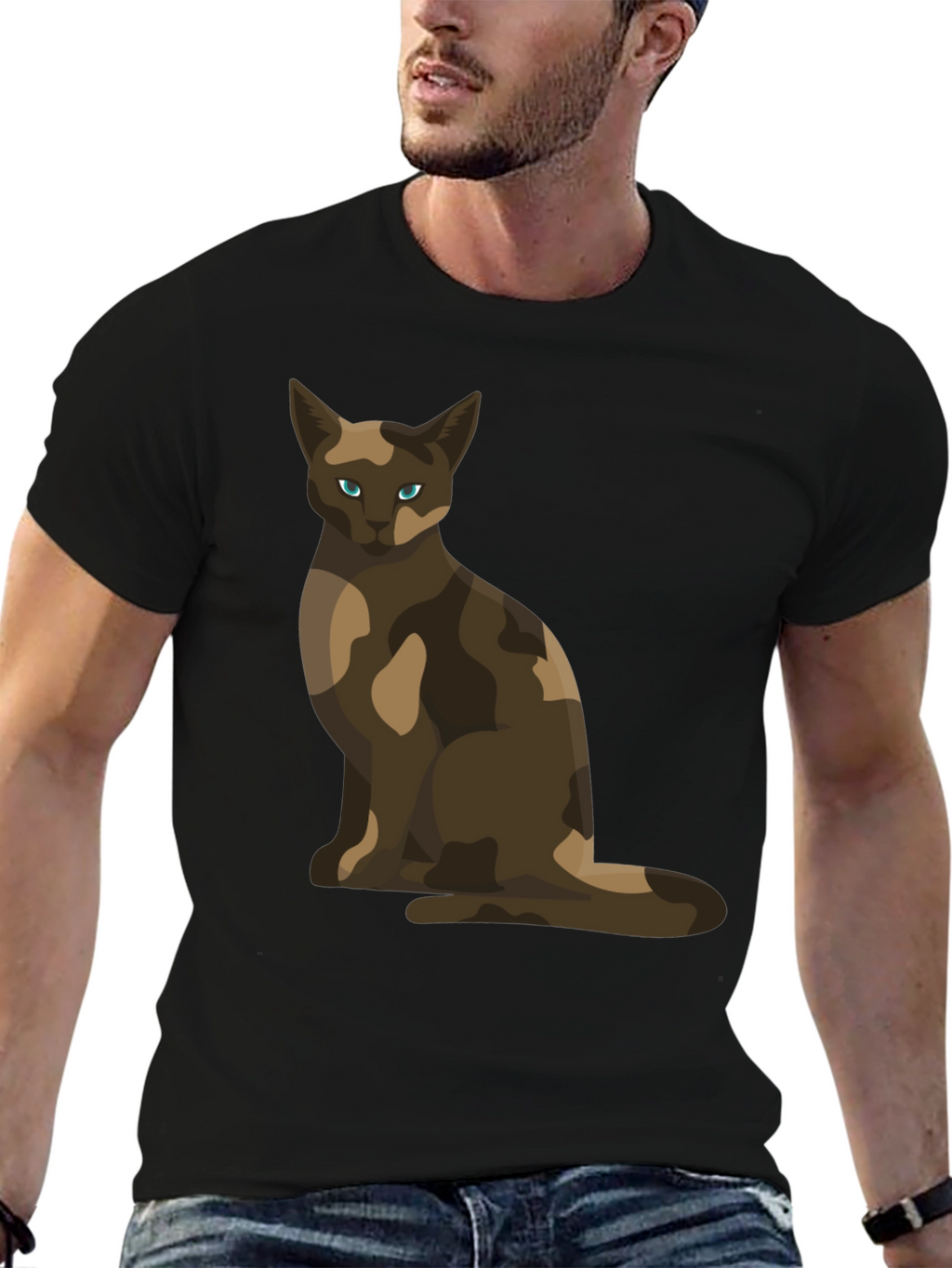 Cool Cat Camo Design T-Shirt